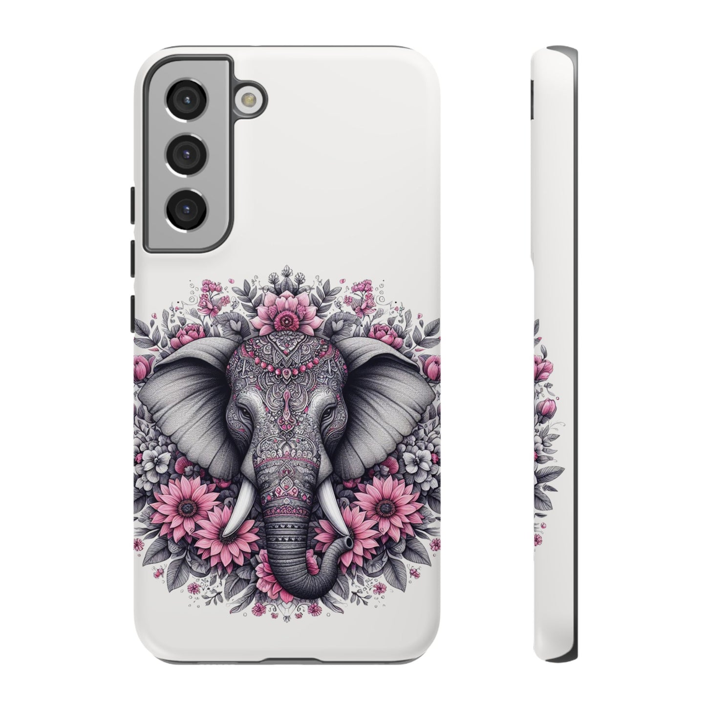 Intricate Floral Elephant Mobile Cover – Mandala-Inspired Boho Art