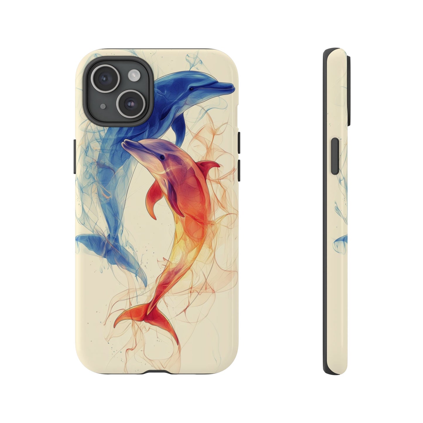 Elemental Dolphins: Fire & Water Fusion Phone Case for iPhone, Samsung & Pixel