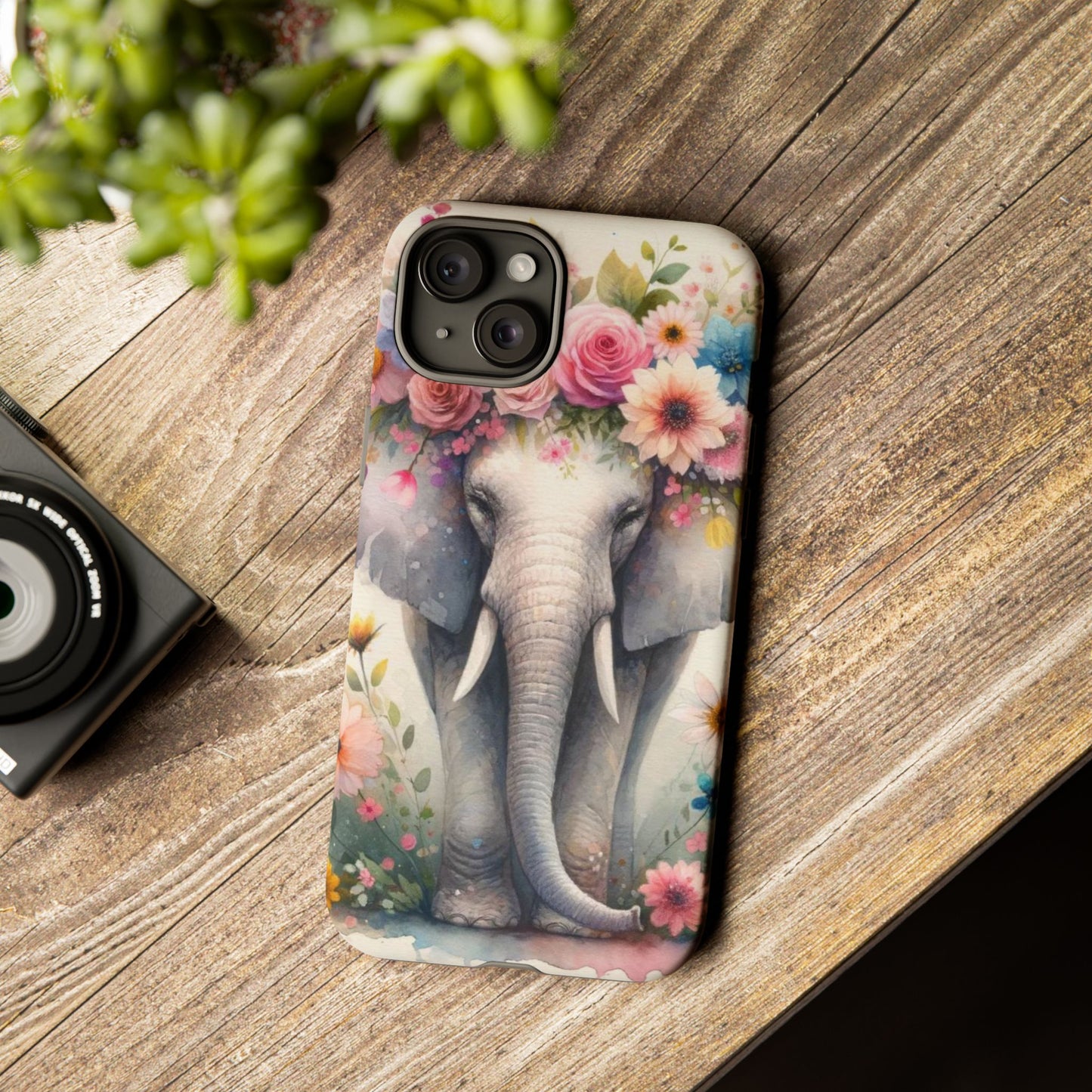Watercolor Floral Elephant Mobile Cover – Dreamy Artistic Design