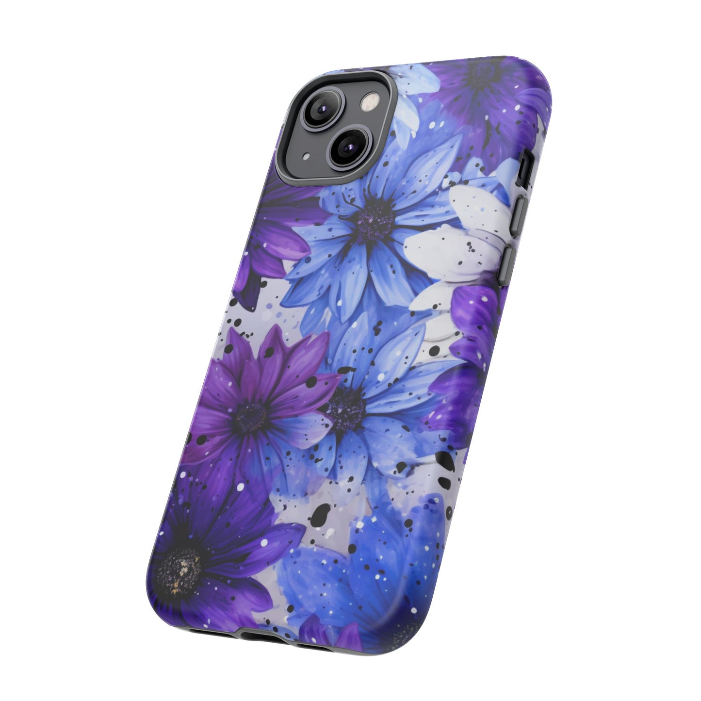 Blue & Purple Floral Splash Mobile Cover – Elegant Artistic Flowers