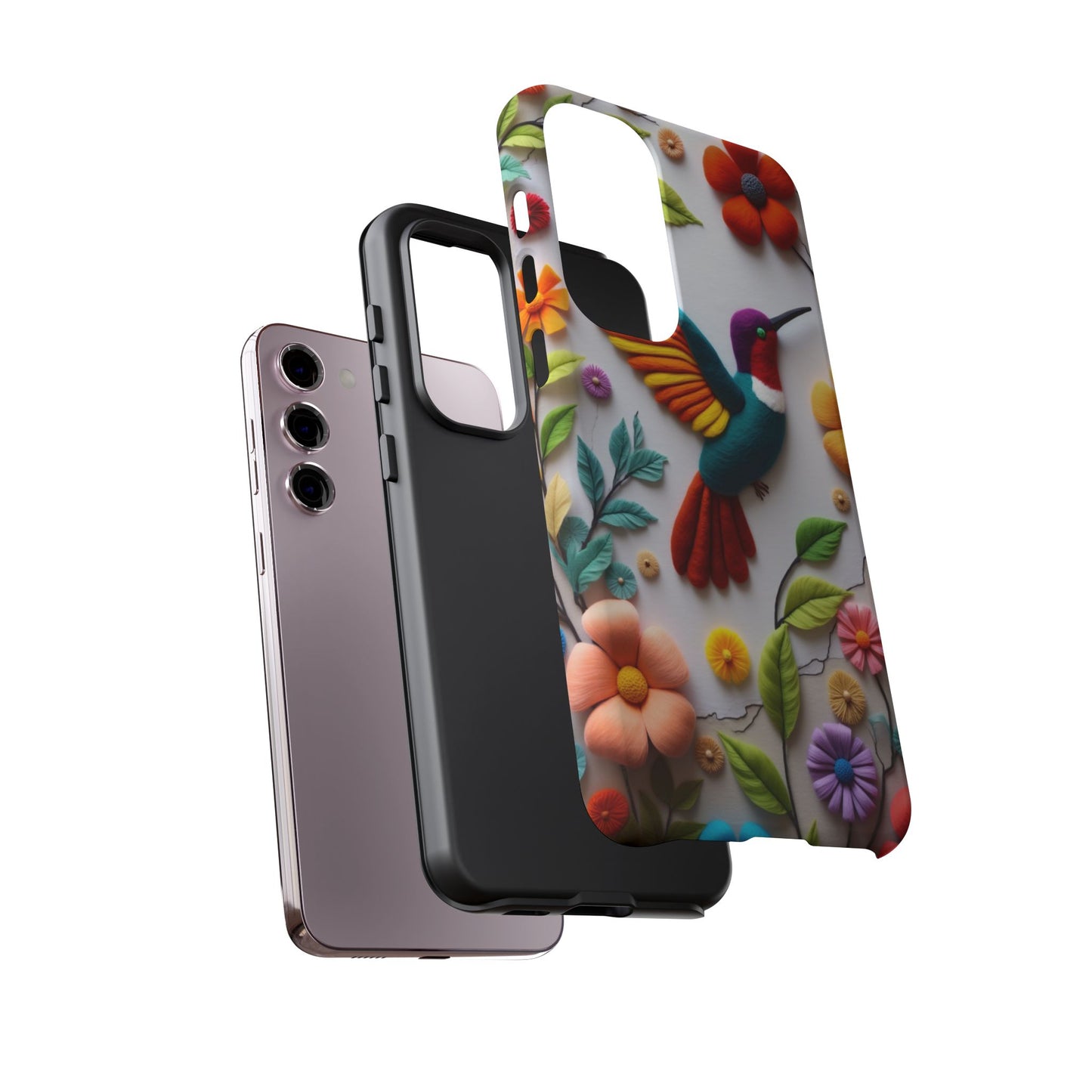 Embroidered Hummingbird with Floral Design | Nature's Elegant Stitch | iPhone 16 Pro