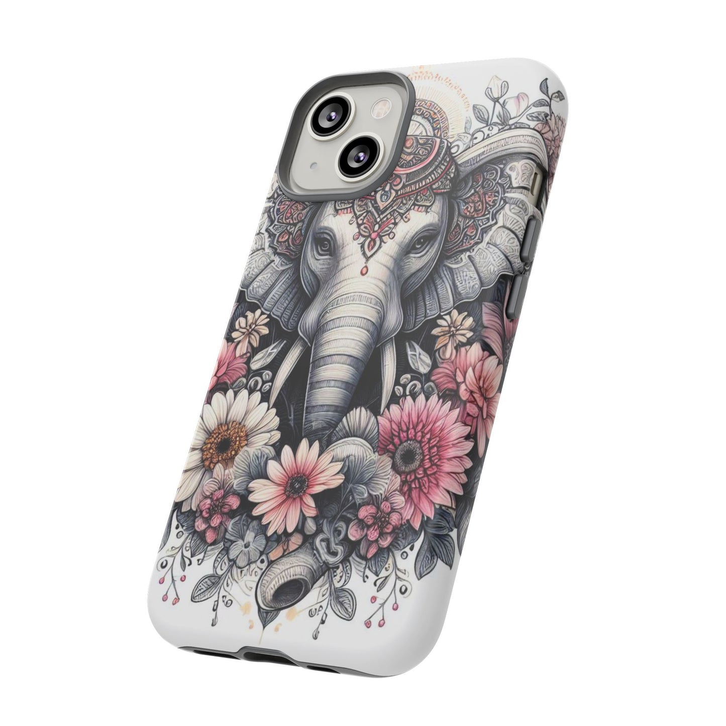 Royal Elephant Mandala Phone Case – Intricate Bohemian Floral Design