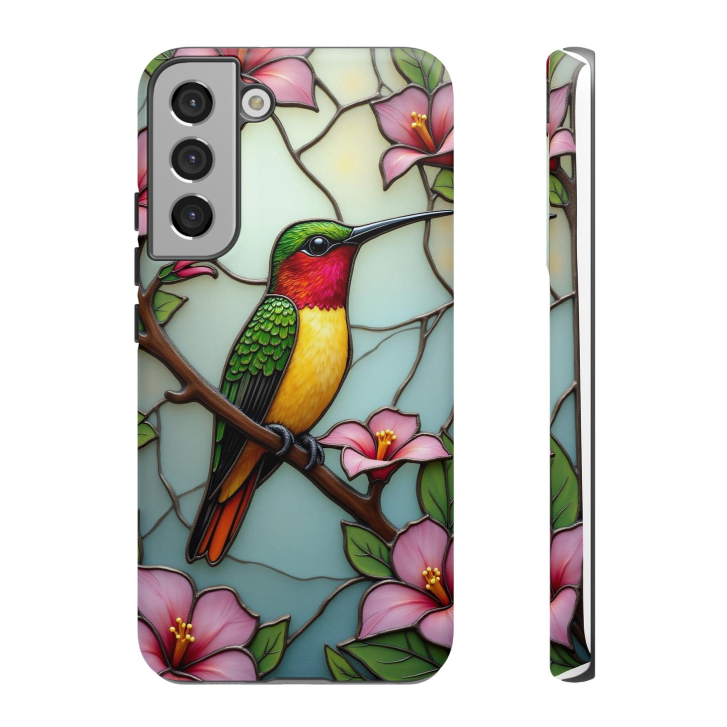 Elegant Hummingbird with Floral Mosaic | Artistic Nature Design
