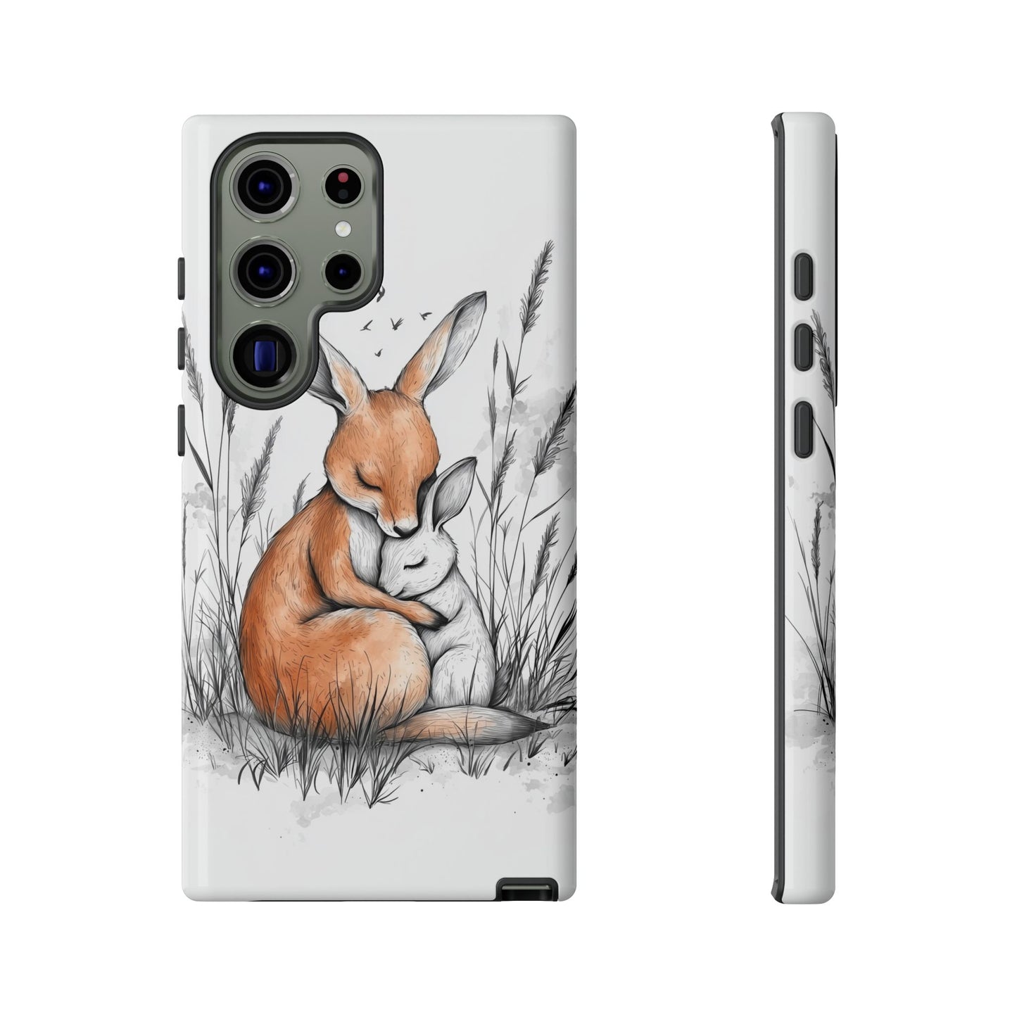 Bunny Embrace: Watercolor Woodland Hug Phone Case for iPhone, Samsung & Pixel