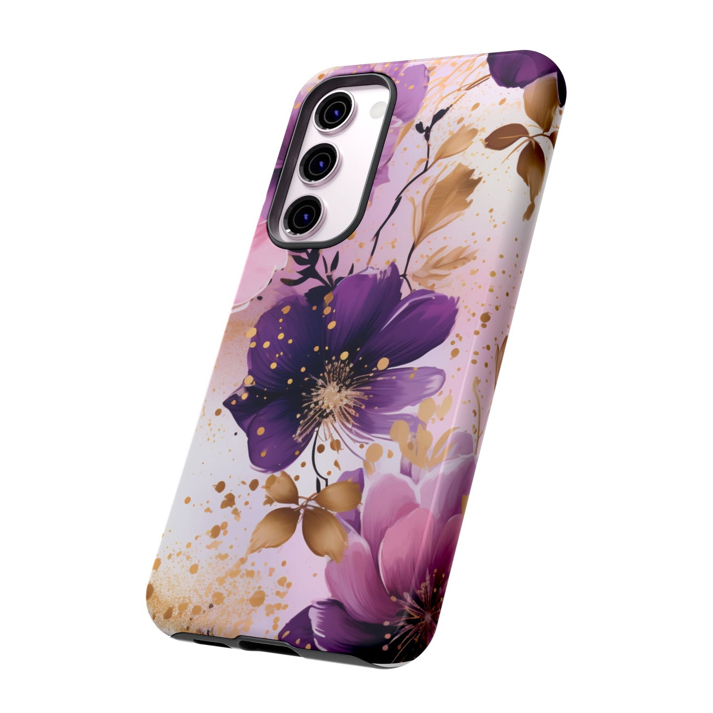 Luxury Purple & Gold Floral Aesthetic Mobile Case