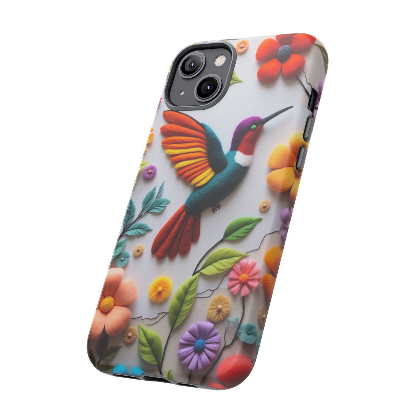 Embroidered Hummingbird with Floral Design | Nature's Elegant Stitch | iPhone 16 Pro