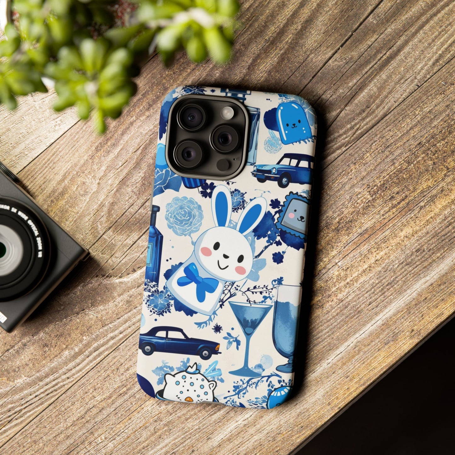 Blue Bunny & Car Themed Phone Case