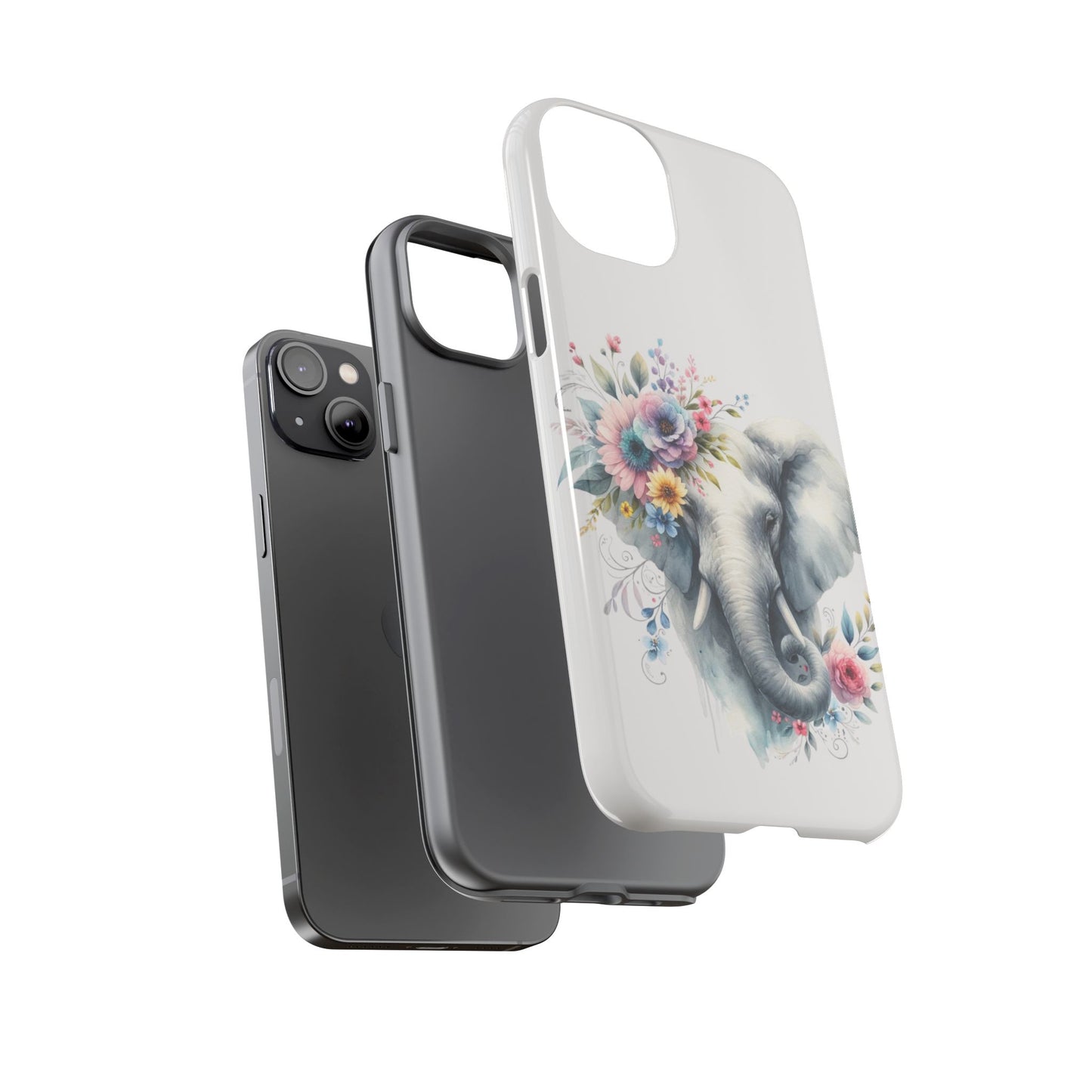 Floral Elephant Mobile Cover – Elegant Watercolor Art