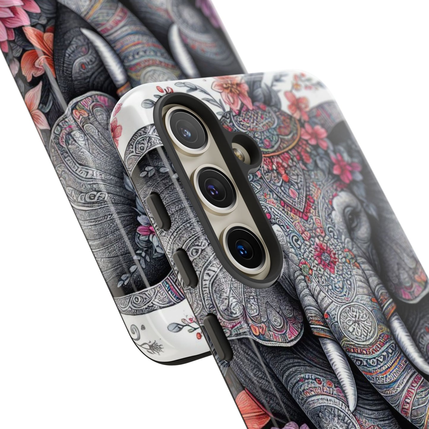 Bohemian Floral Elephant Mobile Cover – Intricate Mandala Art