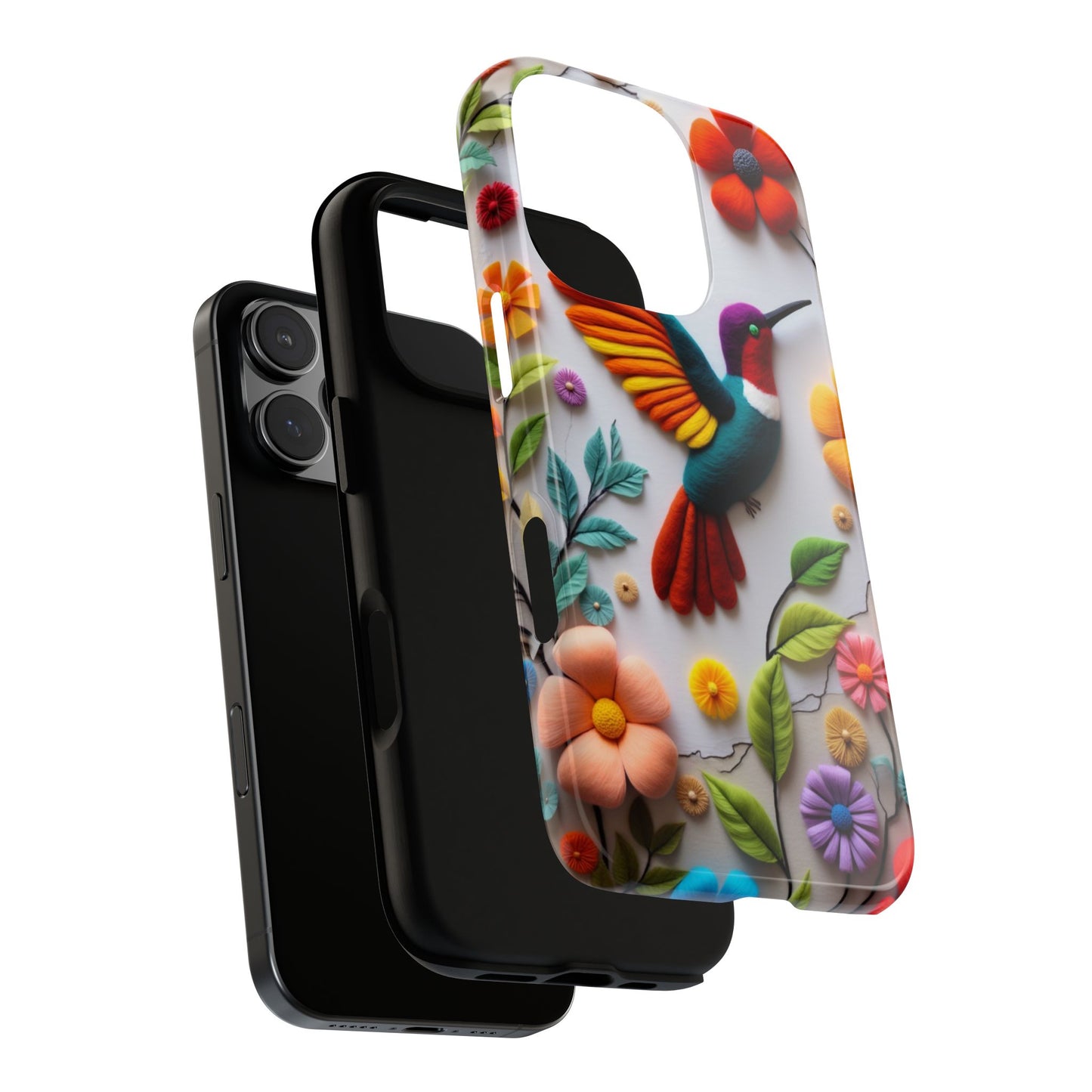 Embroidered Hummingbird with Floral Design | Nature's Elegant Stitch | iPhone 16 Pro