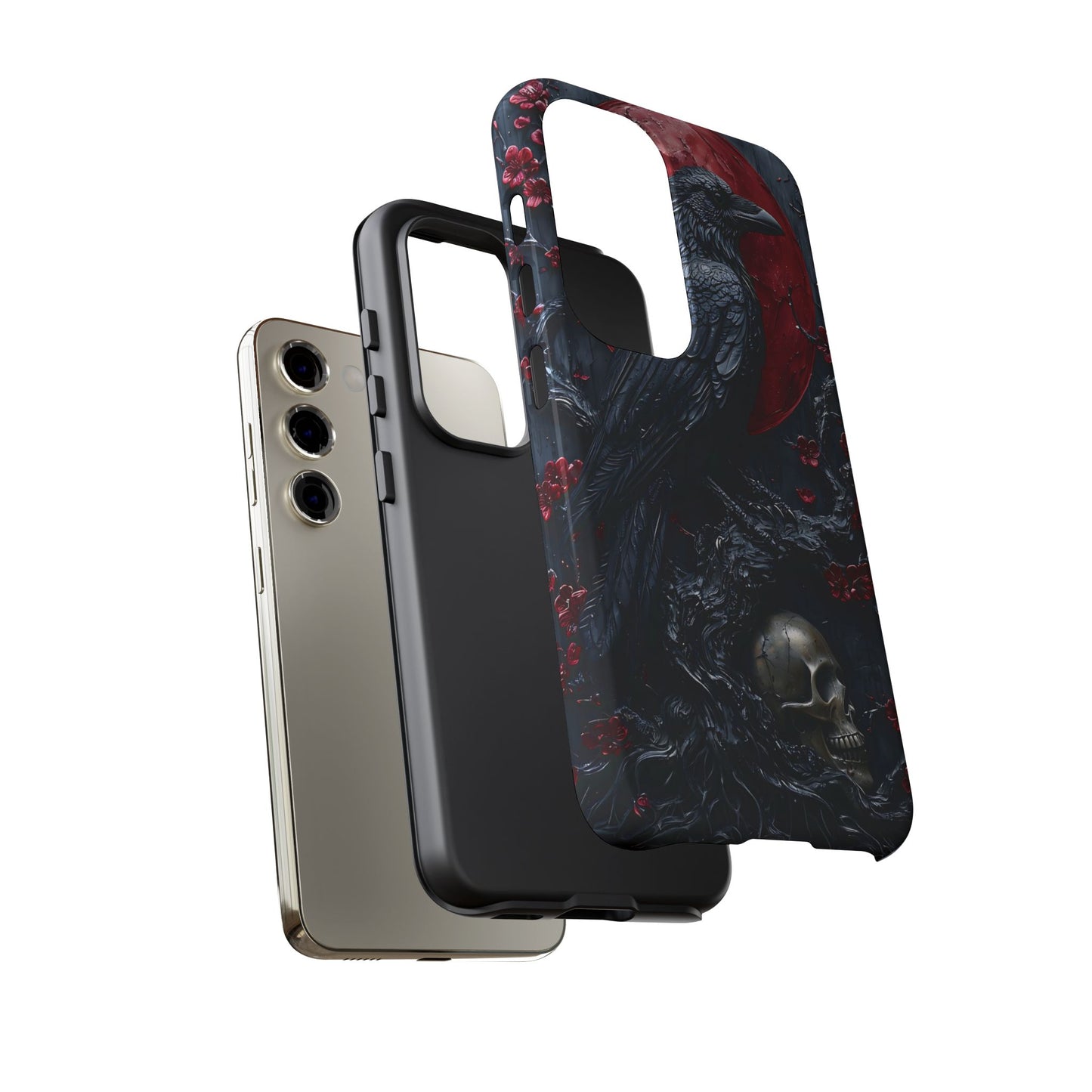 Gothic Sculpture Of Raven On Charcoal Tree Branch phone case design