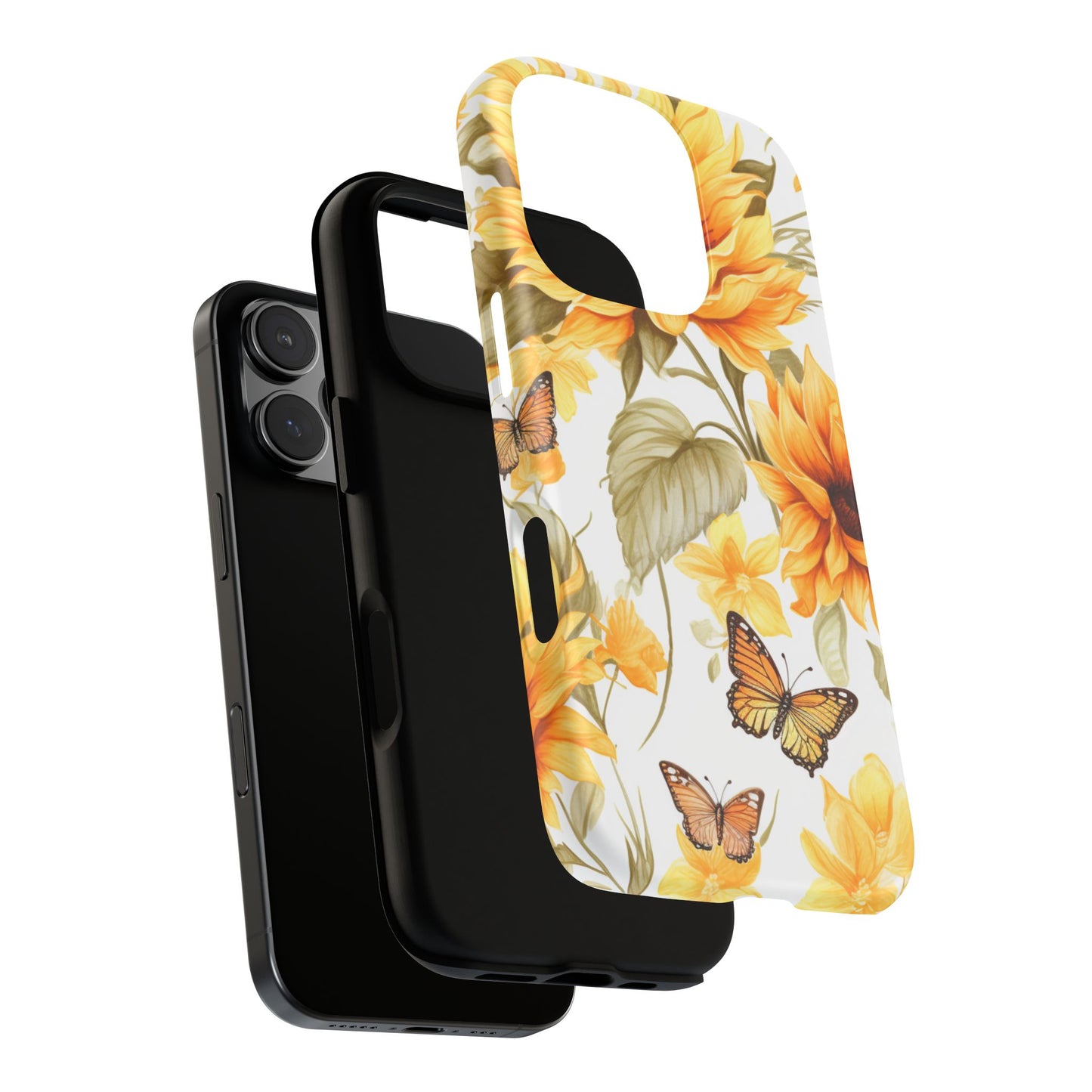 Golden Sunflower & Butterfly Phone Case – Warm & Elegant