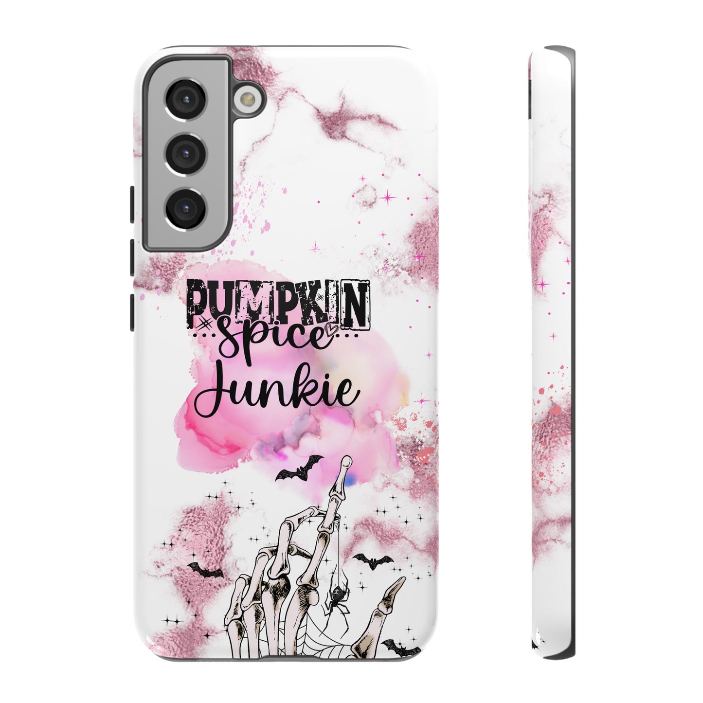 Pumpkin Spice Junkie Phone Case - Fall Aesthetic Cover for iPhone, Samsung & Google Pixel, Skeleton Hand Phone Case, Watercolor Phone Cover, Girly Phone Case