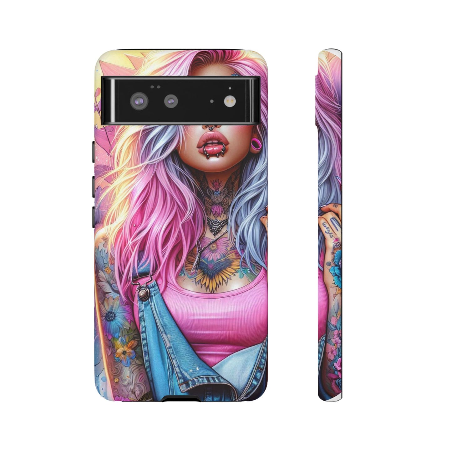 Sunset Glow – Pastel Punk & Floral Ink Mobile Cover