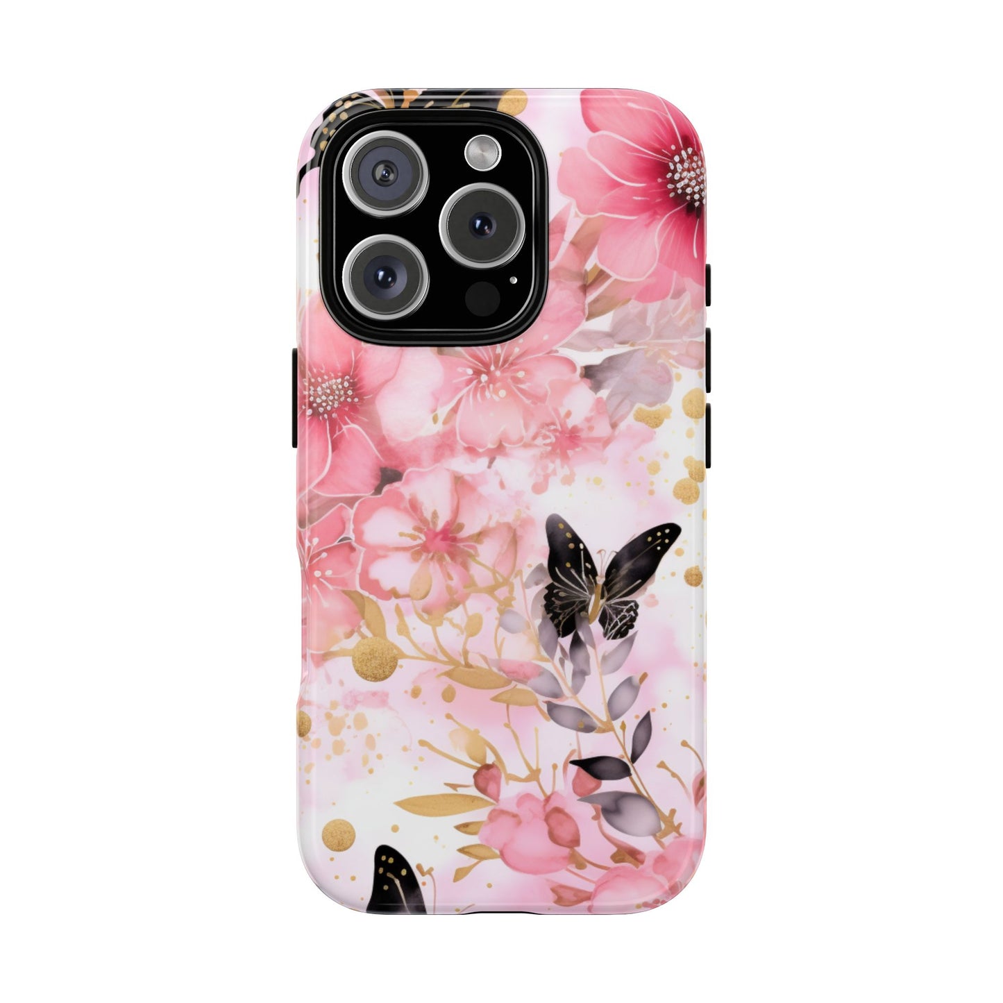 Pink Blossom & Gold Butterfly Mobile Case