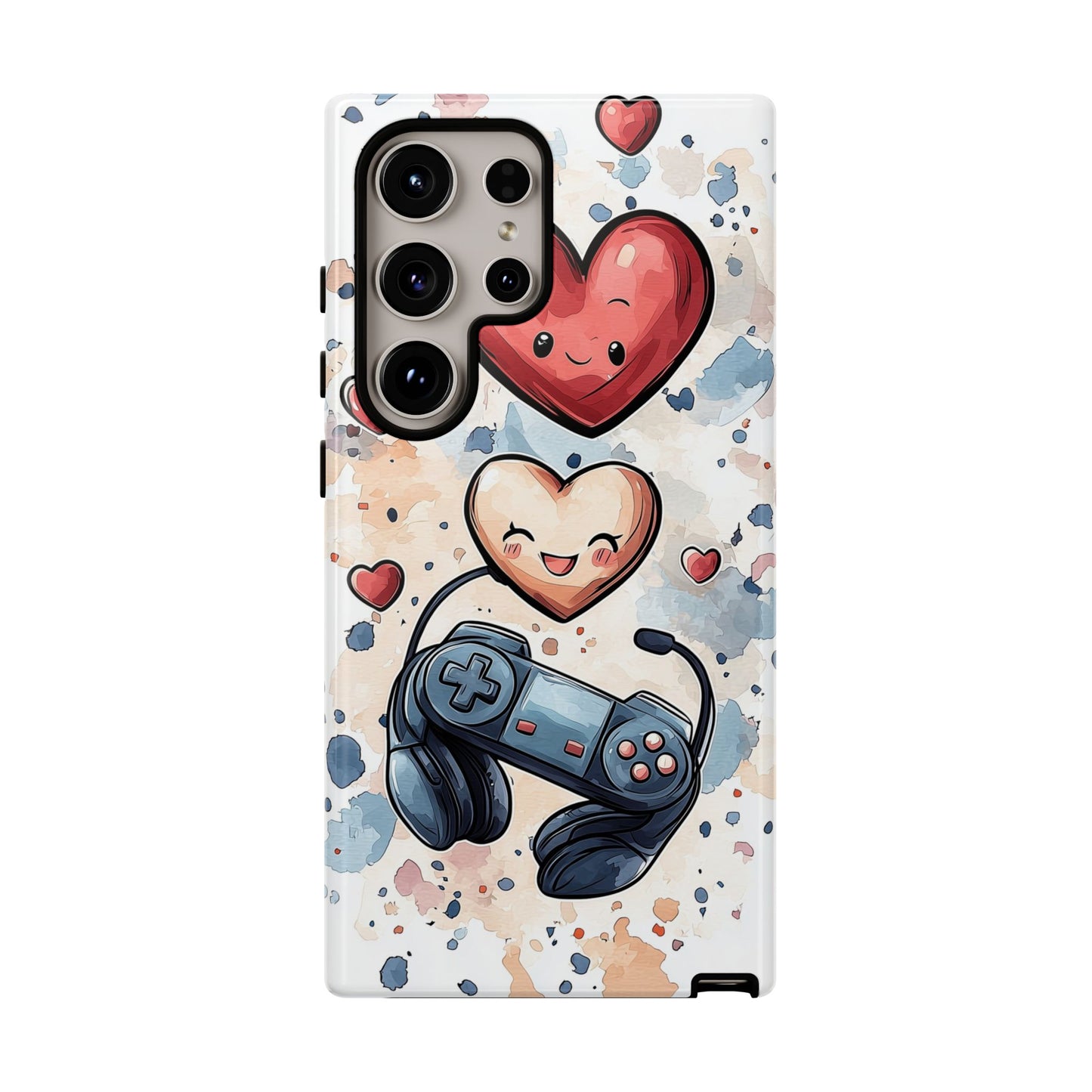 Gaming Love: Kawaii Hearts Anime Phone Case for iPhone, Samsung, Google Pixel