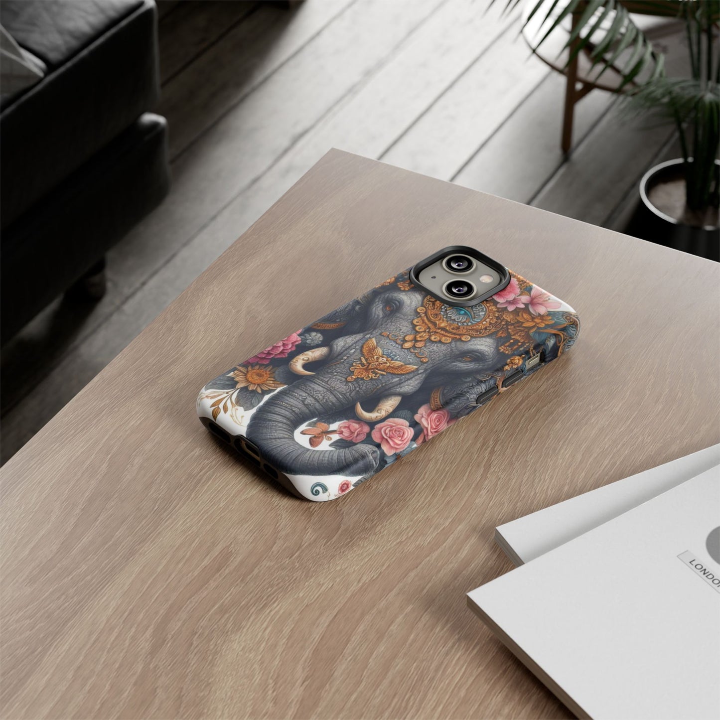 Golden Royal Elephant Mobile Cover – Luxurious Ornate Art