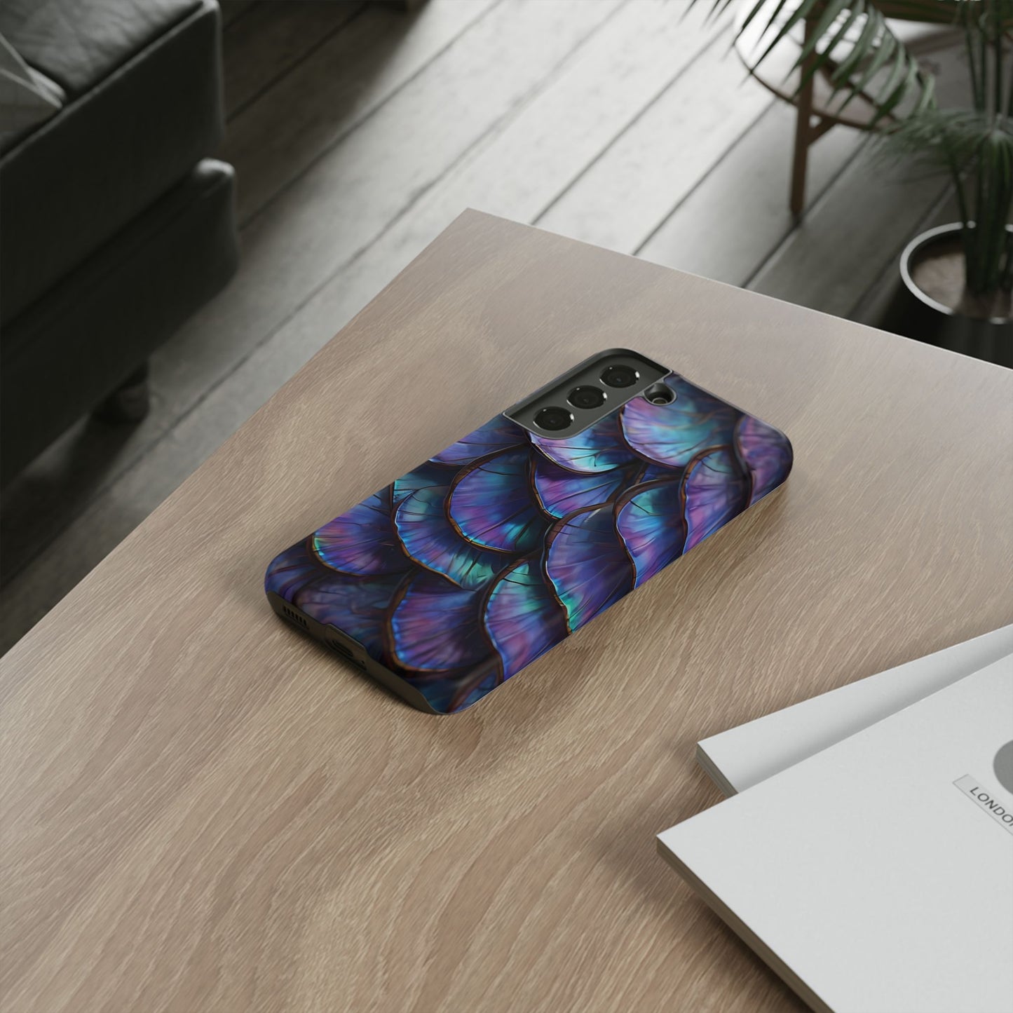 Abstract Macro Shot of Iridescent Butterfly Fish Scales Phone Case Design