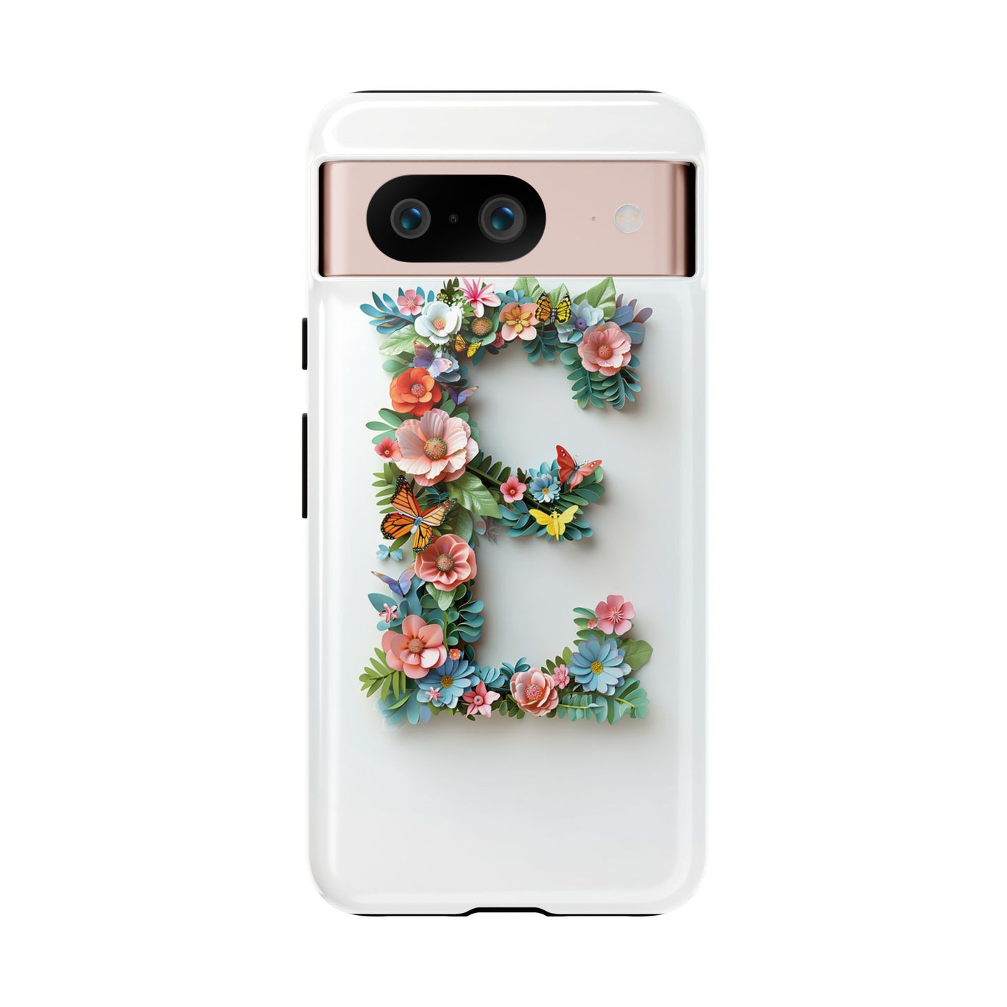 Floral Letter E Phone Case β Personalized Aesthetic Cover for iPhone, Samsung & Google Pixel