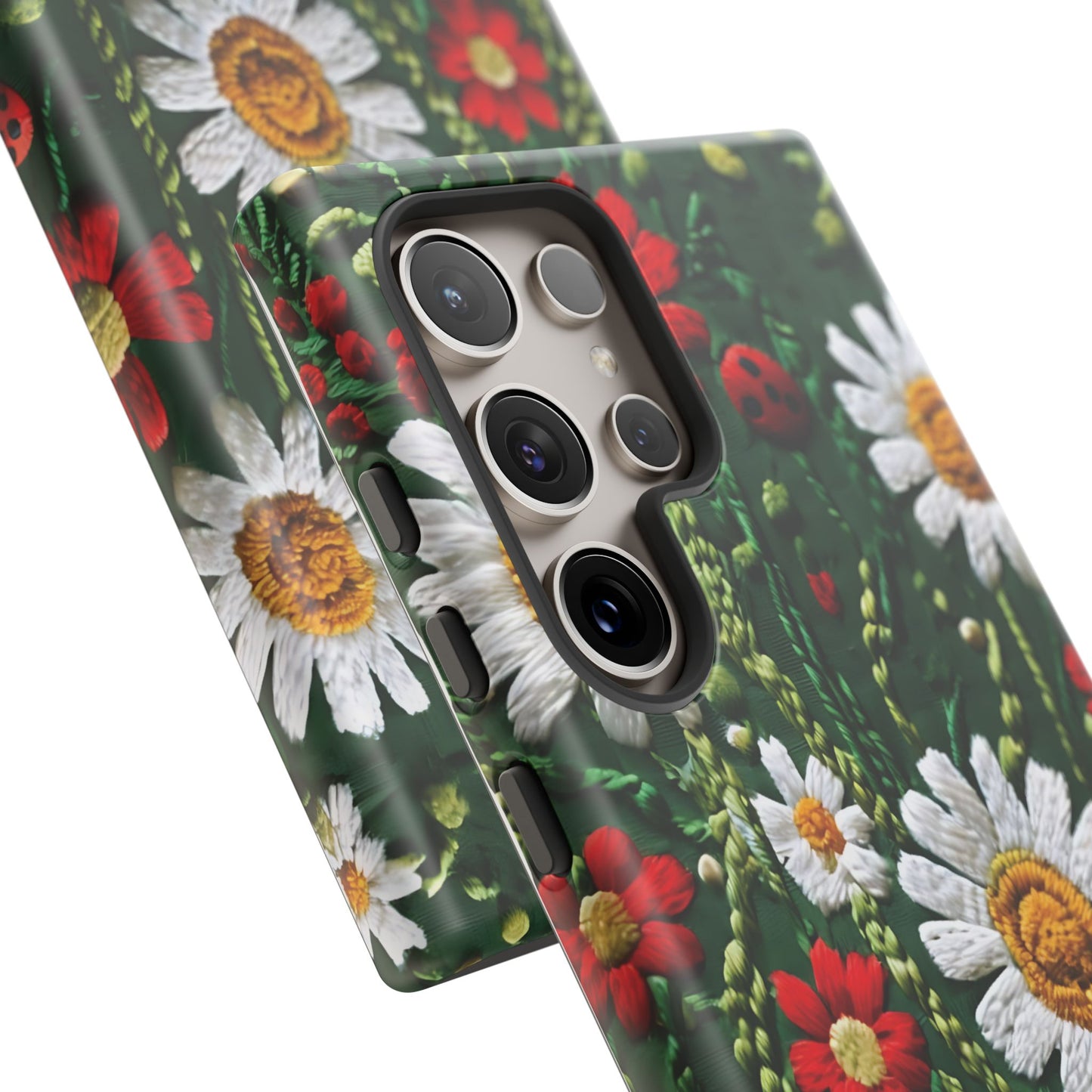 Knitted Pattern With Diamonds And Festive Motifs On Navy phone case design.