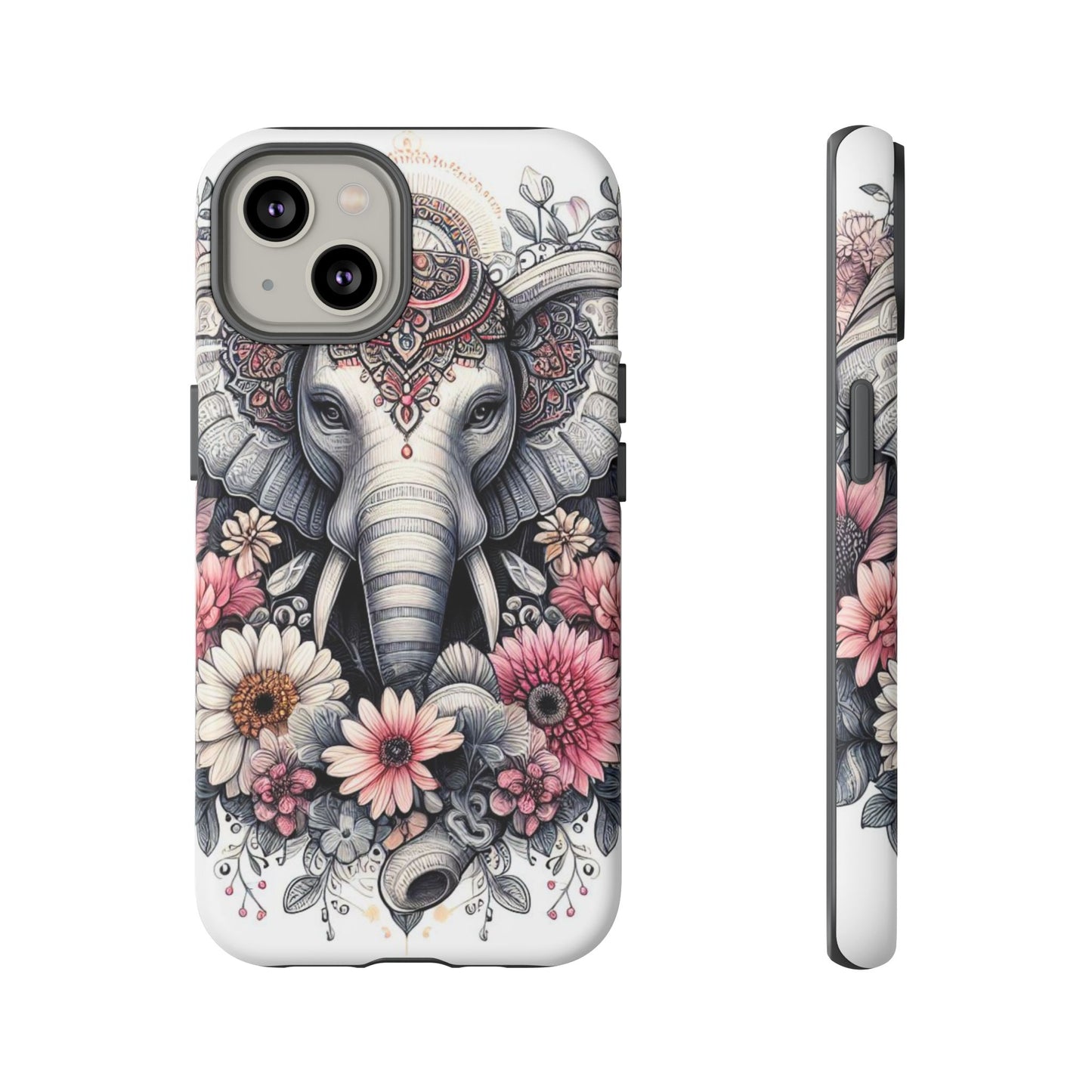 Royal Elephant Mandala Phone Case – Intricate Bohemian Floral Design