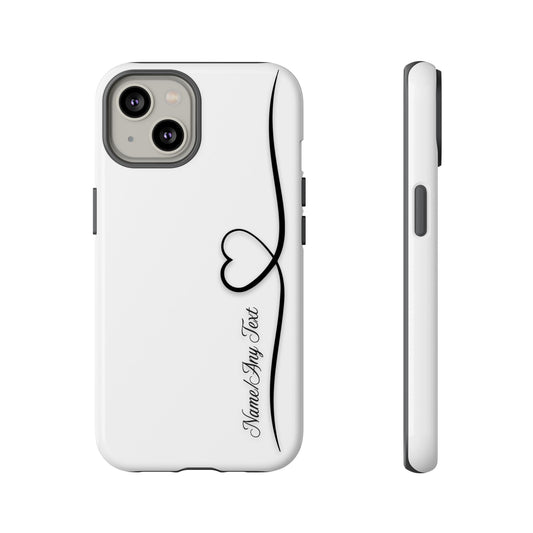 Personalized Custom Name Heart Print Phone Case – Add Your Name, or Text – Unique Gift for iPhone, Samsung  & Google Pixel – Protective & Stylish Cover"