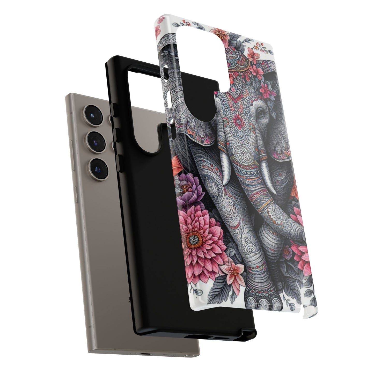 Bohemian Floral Elephant Mobile Cover – Intricate Mandala Art