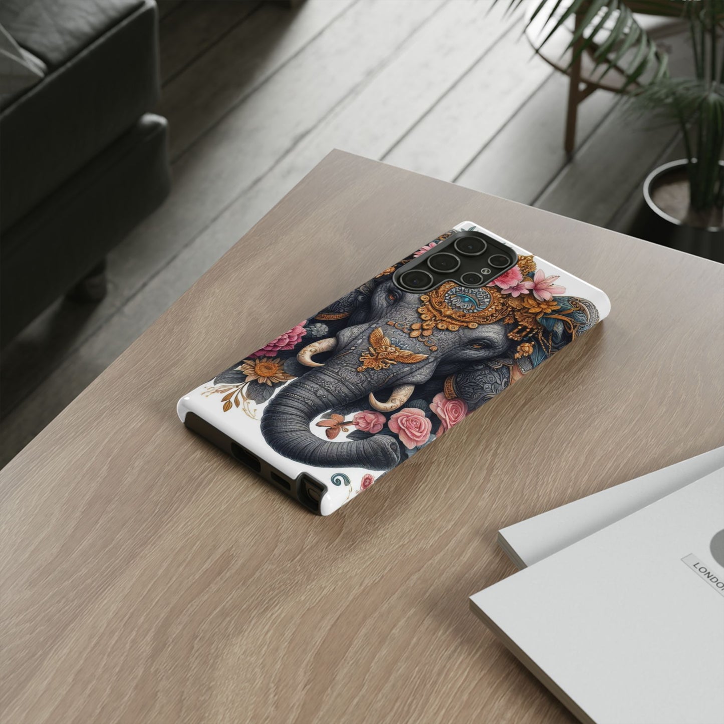 Golden Royal Elephant Mobile Cover – Luxurious Ornate Art