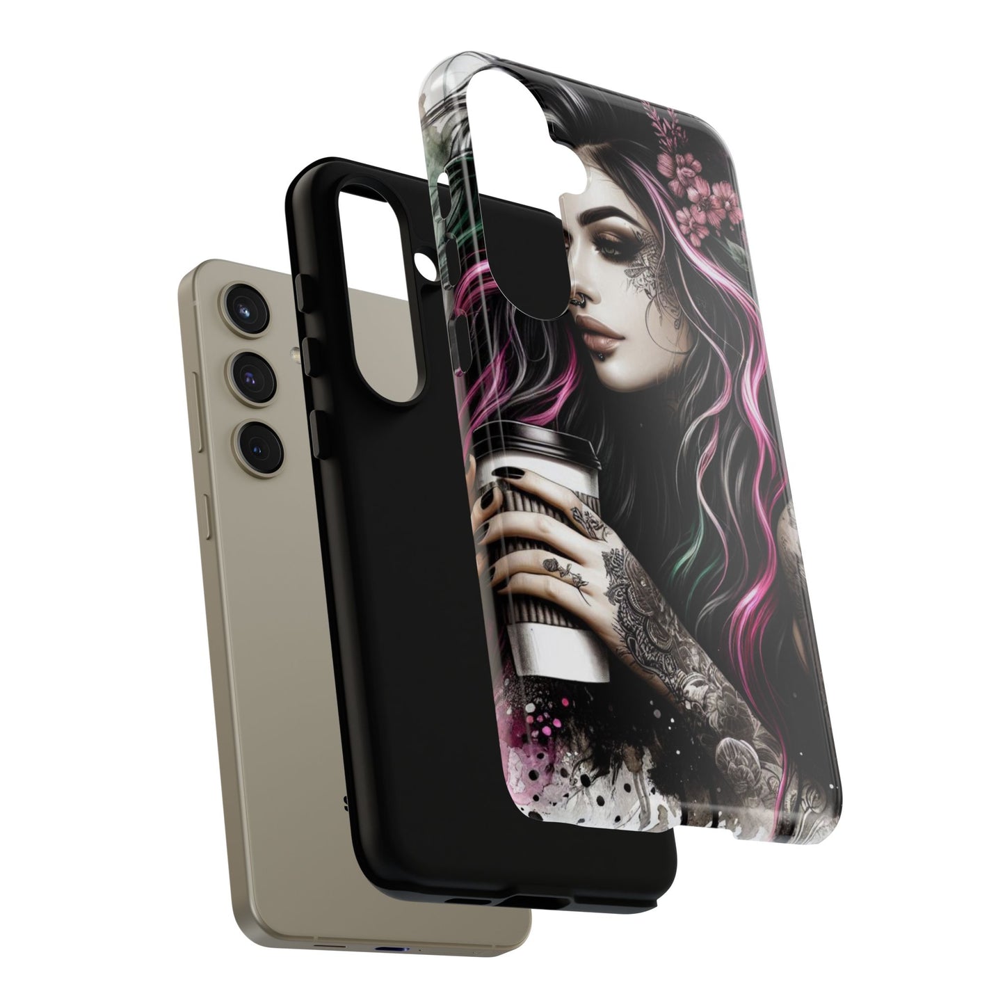 Tattooed Serenity – Gothic Coffee Lover Mobile Cover