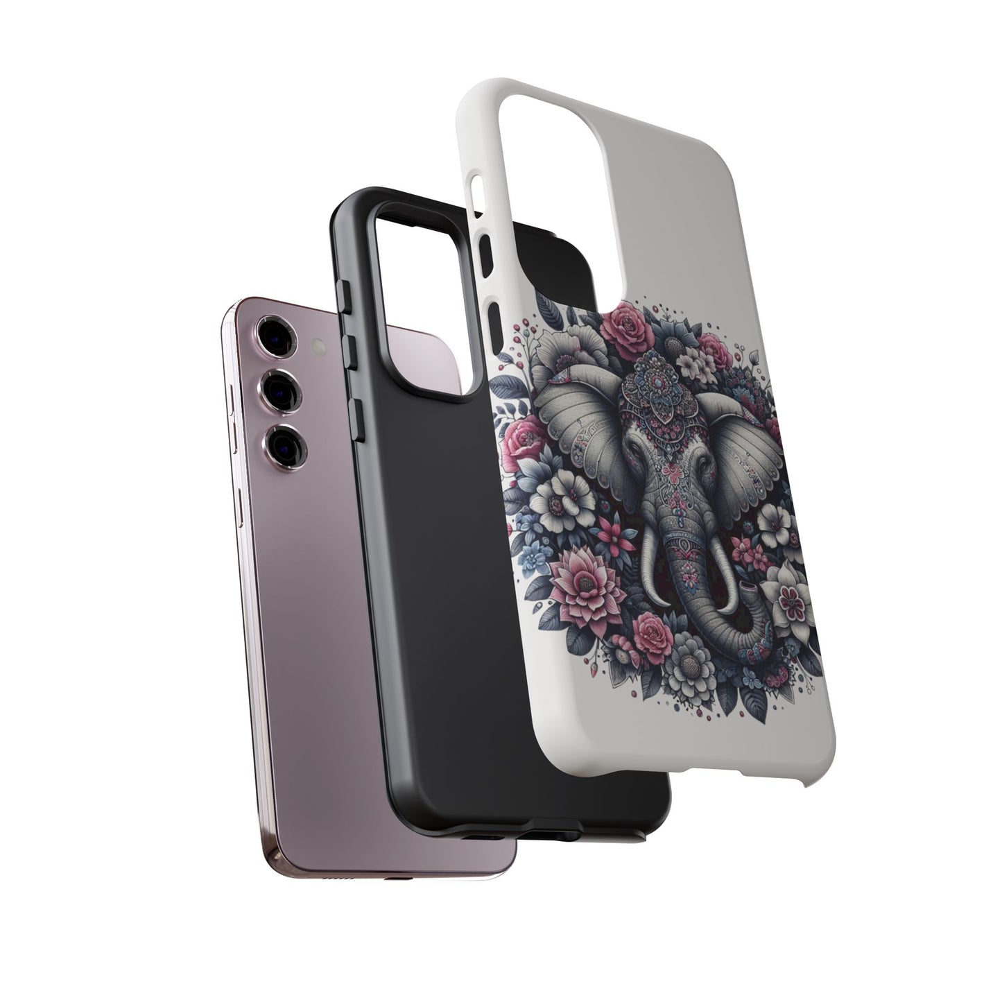 Ornate Floral Elephant Mobile Cover – Elegant Bohemian Art