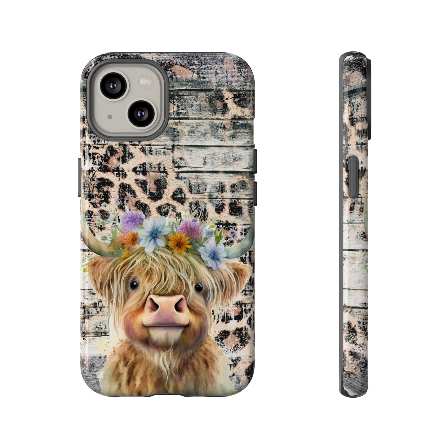 Leopard Print Heifer Phone Case - iPhone, Samsung & Google Pixel Cover - Artistic Cow Phone Case, Animal Lover Gift