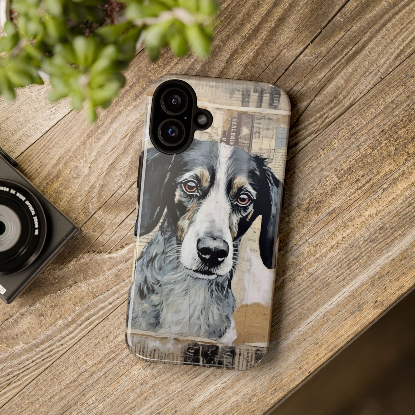 Personalized Rustic Dog Portrait – Vintage Collage Art Style