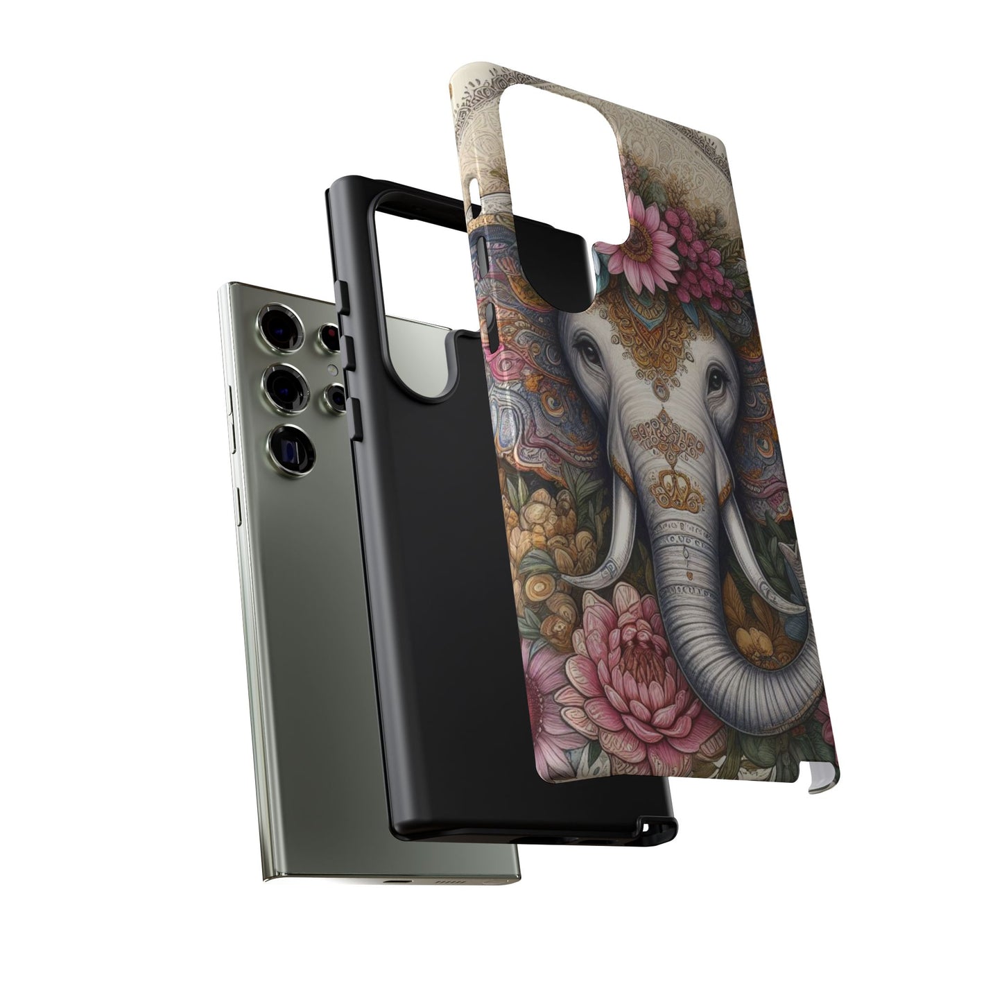 Elegant Floral Elephant Mobile Cover – Royal Mandala Art