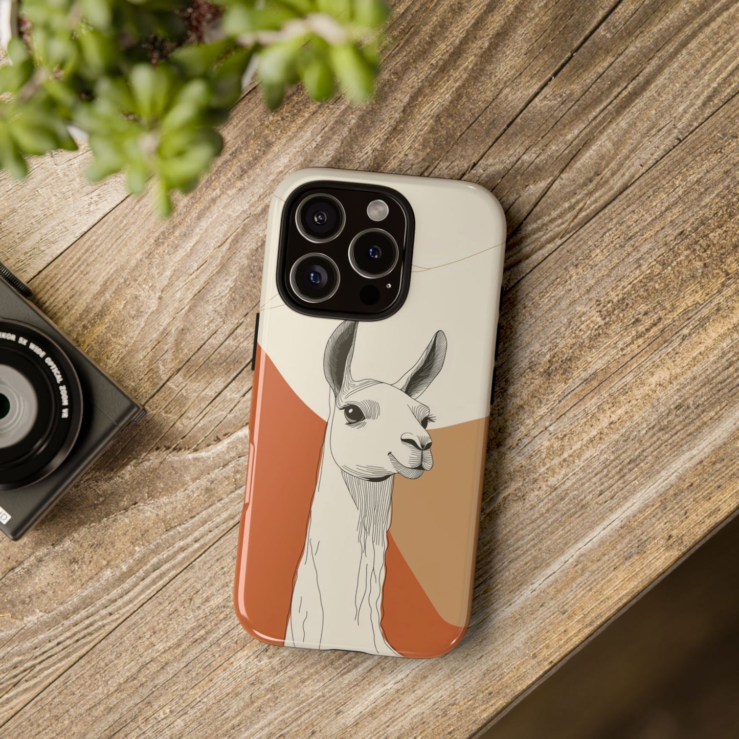 Desert Calm: Minimalist Llama Art Print Phone Case for iPhone, Samsung & Pixel