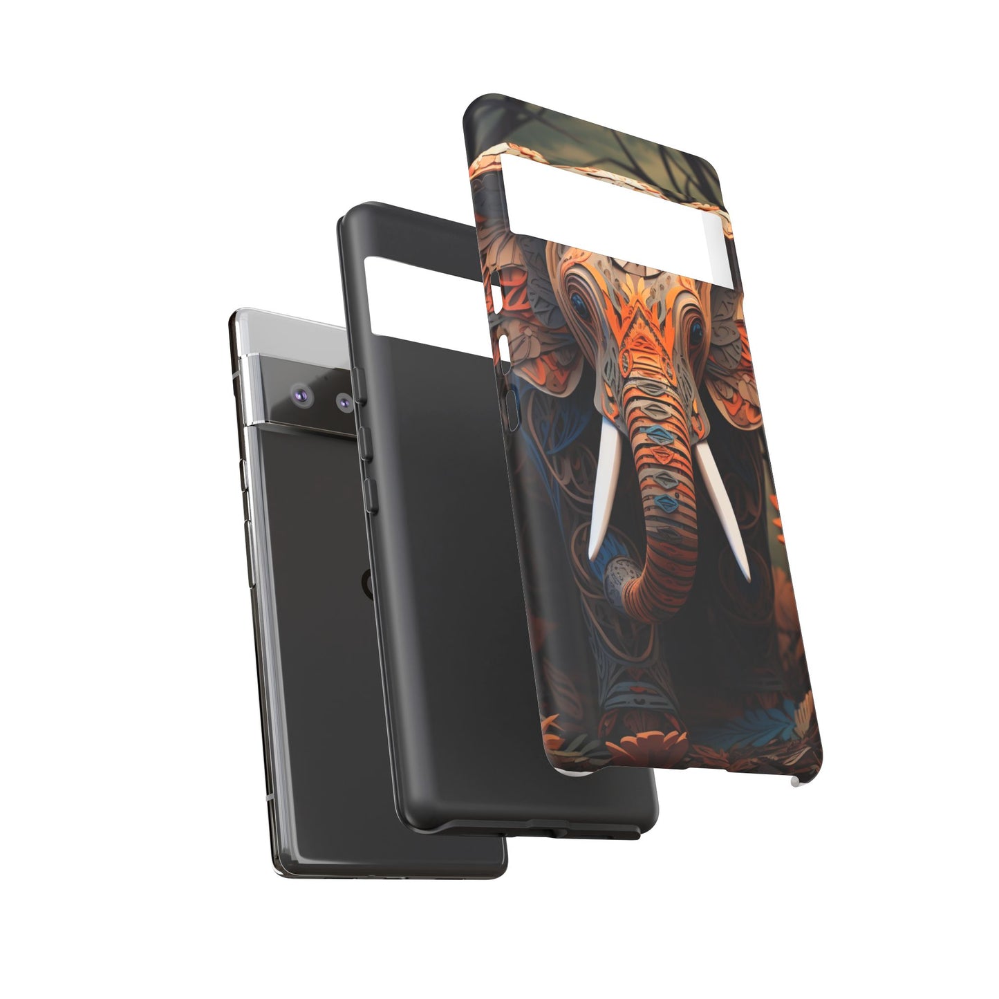 Elegant Artistic Elephant Mobile Cover – Intricate Paper-Cut Design