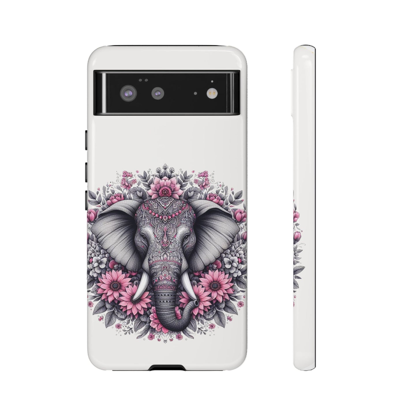 Intricate Floral Elephant Mobile Cover – Mandala-Inspired Boho Art
