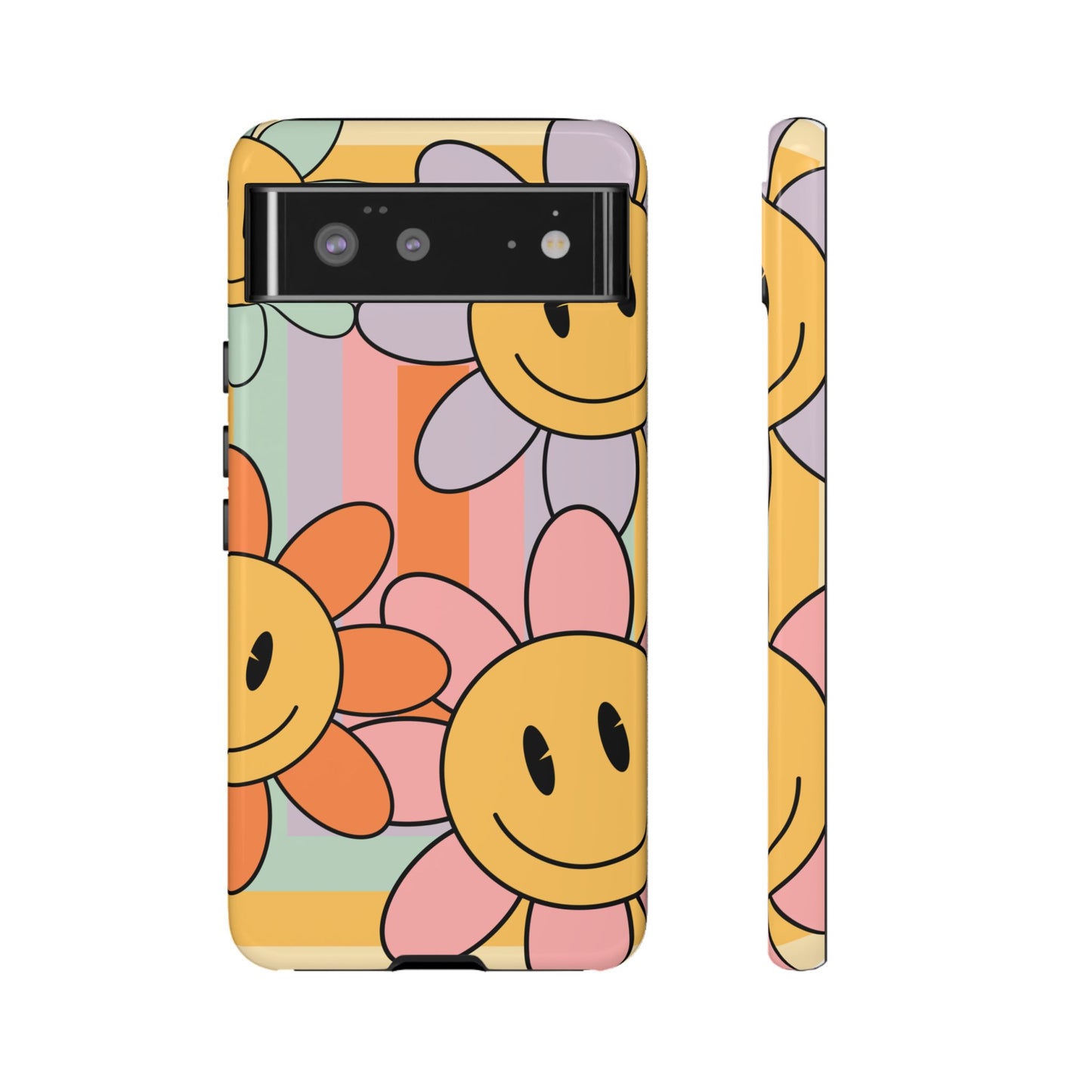 Retro Smiley Face Flower Phone Case β Cute 70s Aesthetic for iPhone, Samsung & Google Pixel