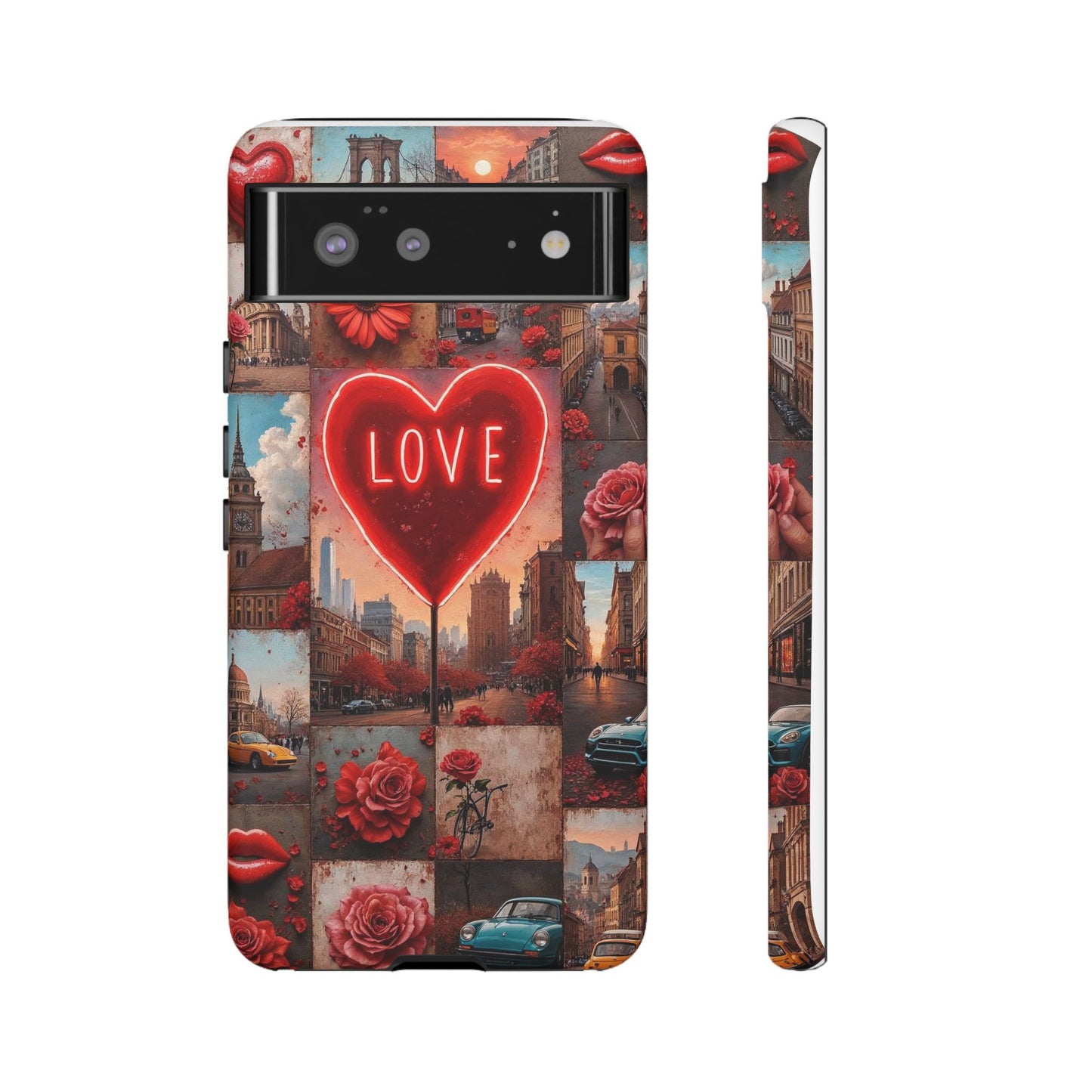 Neon Love Heart & Rose Phone Case