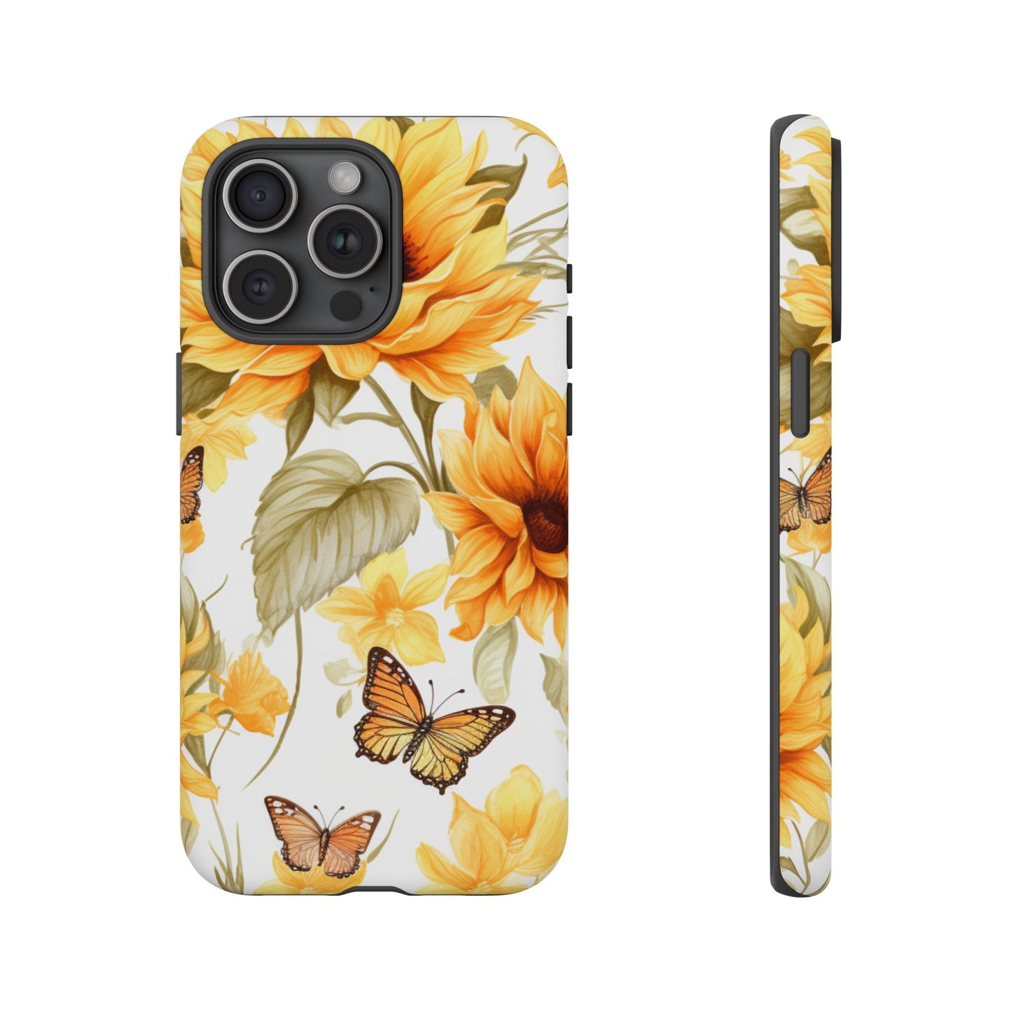 Golden Sunflower & Butterfly Phone Case – Warm & Elegant