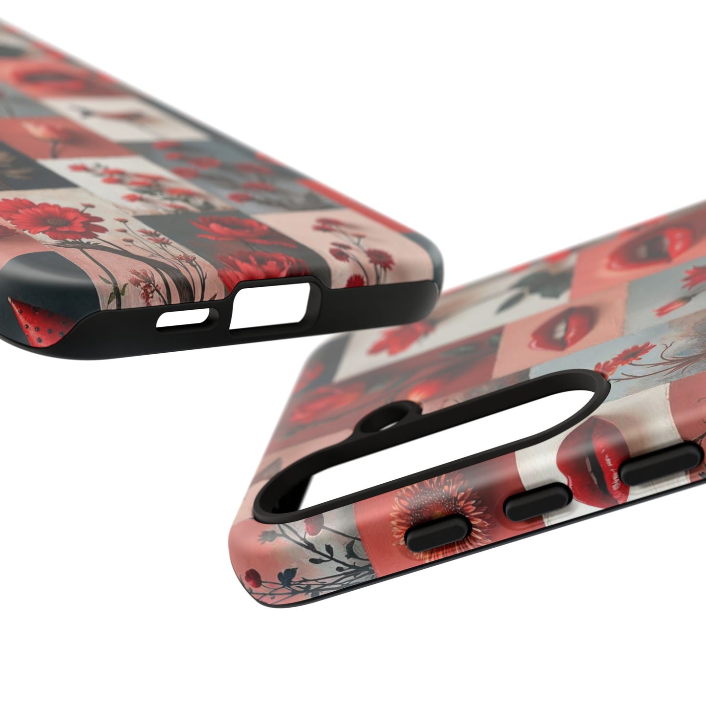 Red Flowers & Lips Collage Phone Case