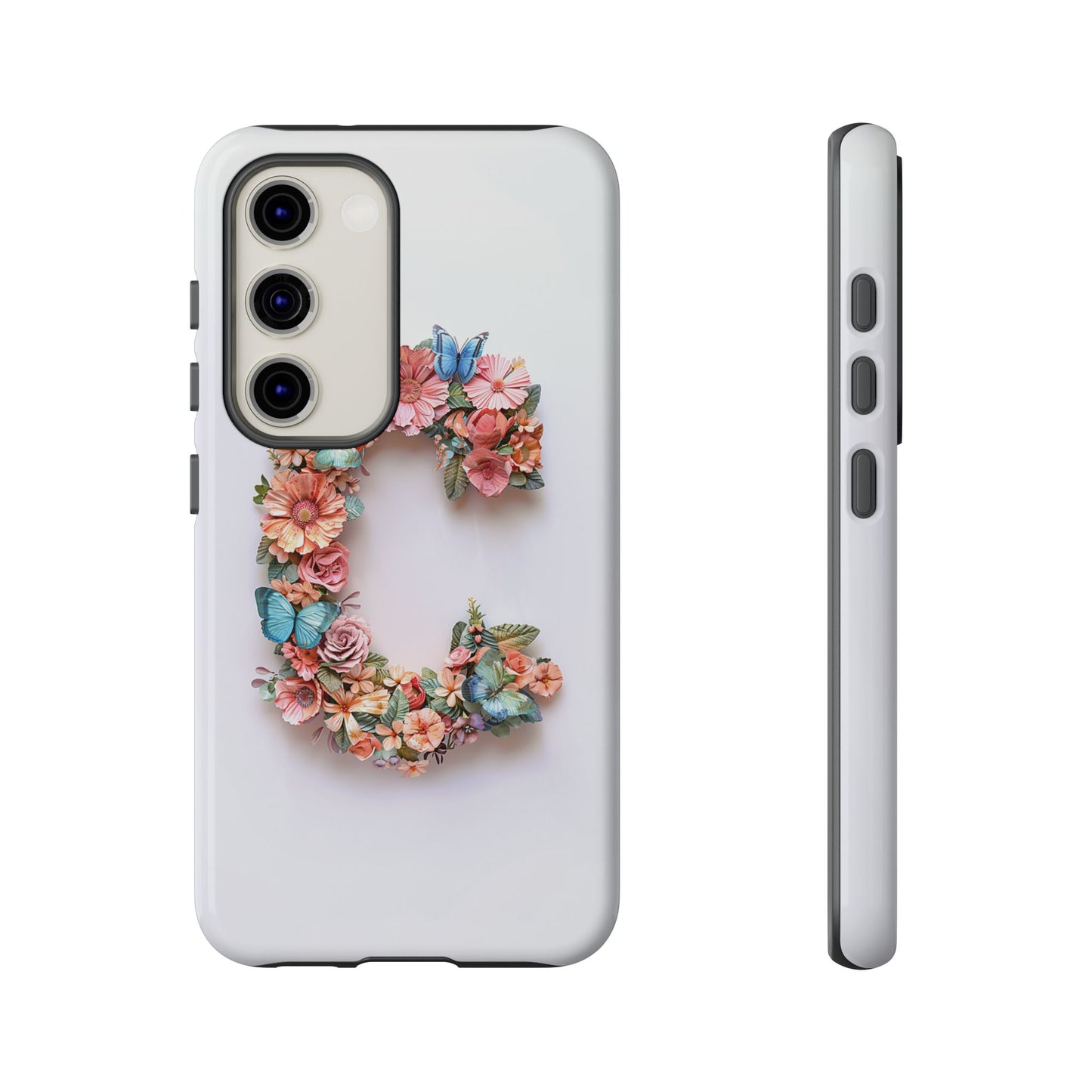 Floral Letter C Phone Case β Personalized Aesthetic Cover for iPhone, Samsung & Google Pixel
