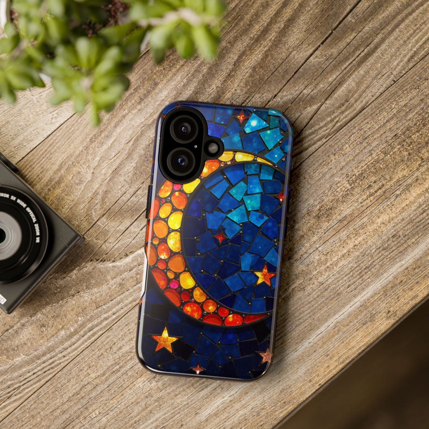 Lunar Glow: Vibrant Moon and Starry Night