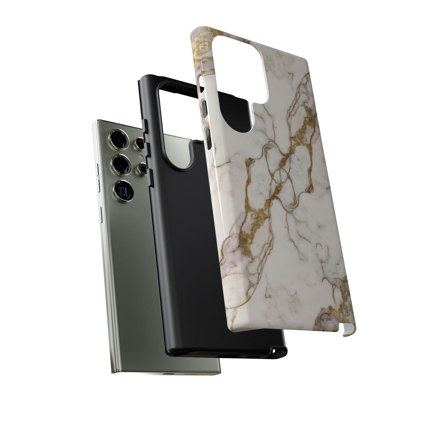 Elegant White and Gold Marble Case Design