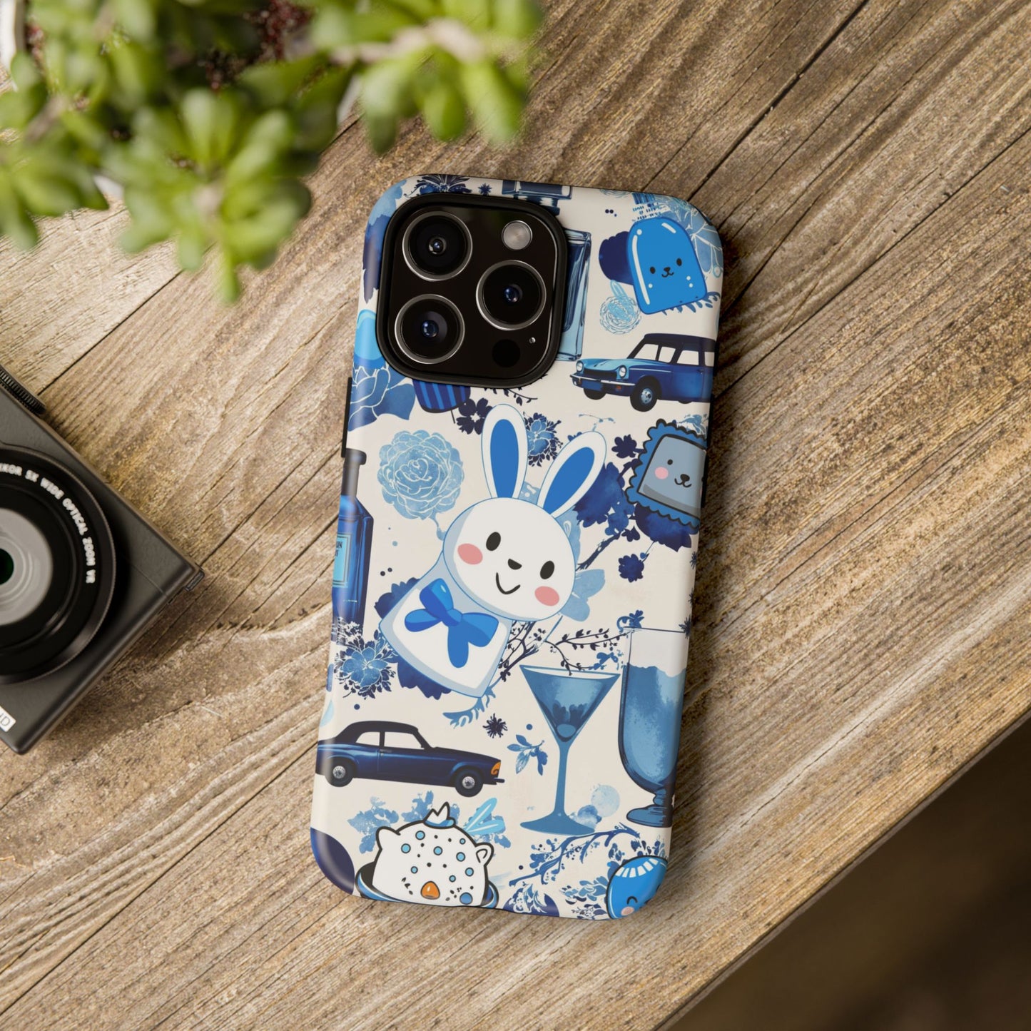 Blue Bunny & Car Themed Phone Case