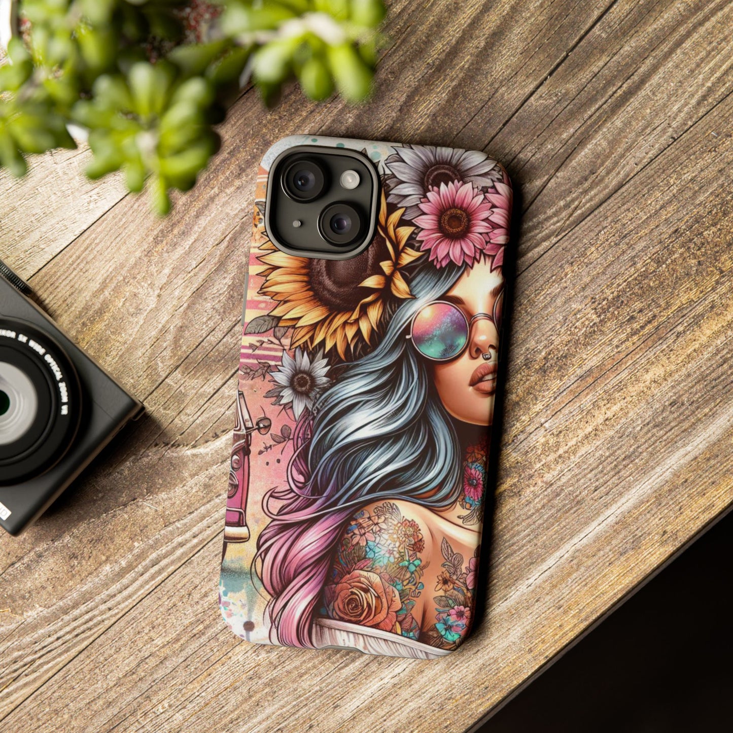 Retro Boho Wanderer – Sunflower Hippie Van Mobile Cover