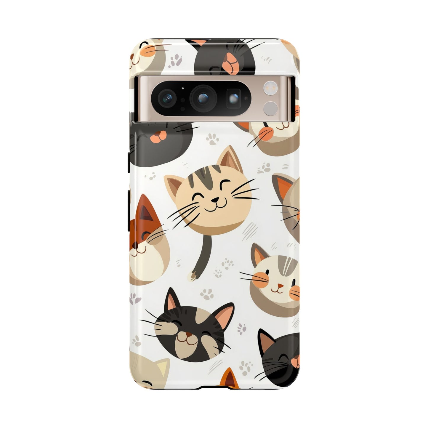 Cute Cat Faces Phone Case – Kawaii Anime Style for iPhone, Samsung & Google Pixel, Fun and Playful Cat Design