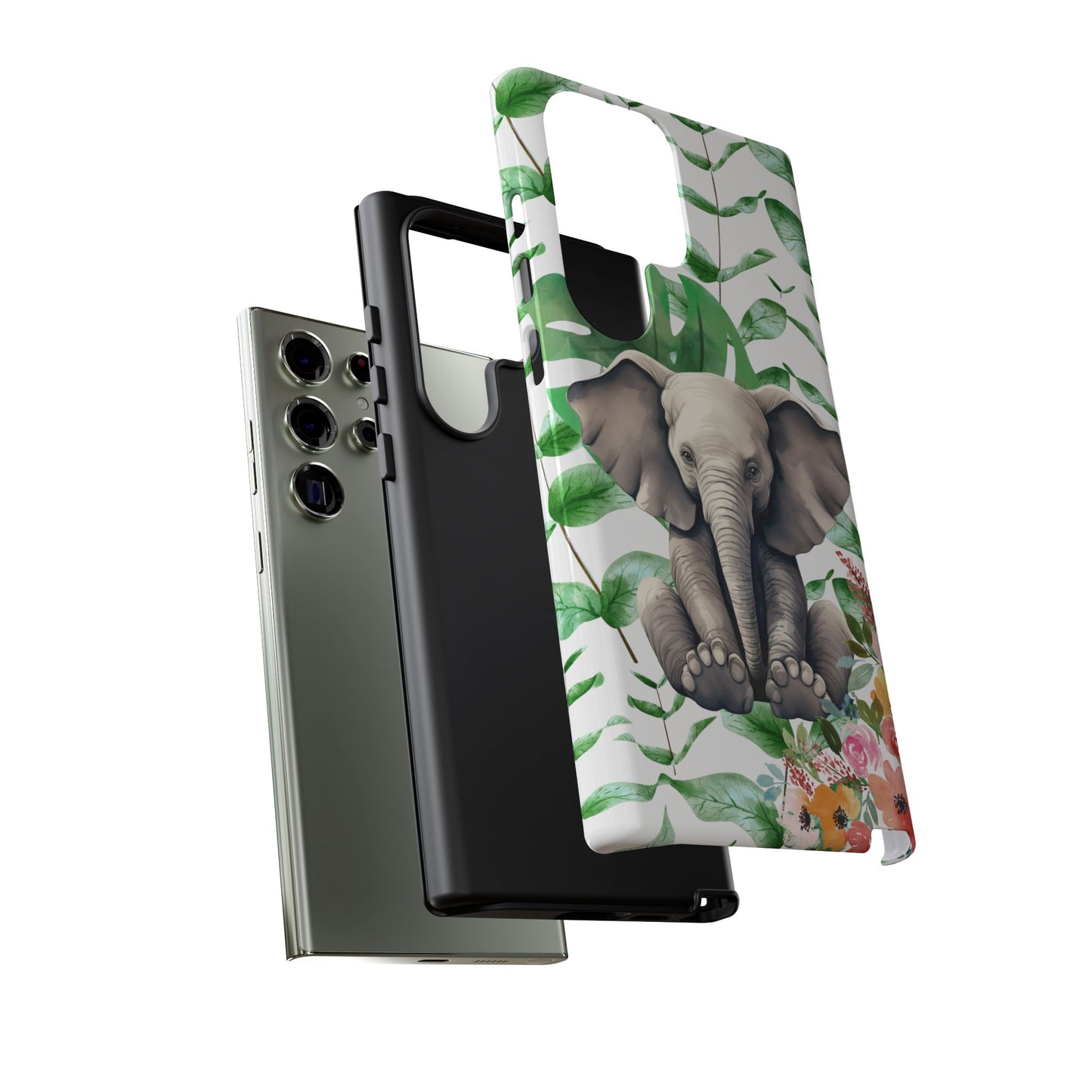 Cute Baby Elephant Mobile Cover – Floral & Tropical Aesthetic