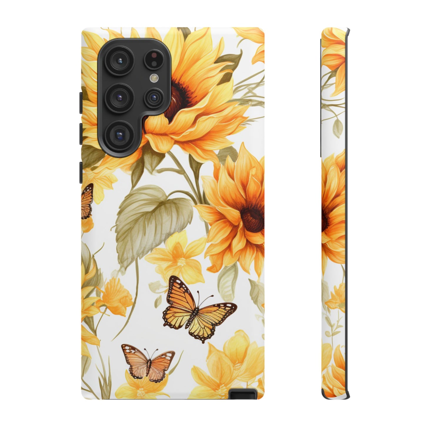 Golden Sunflower & Butterfly Phone Case – Warm & Elegant