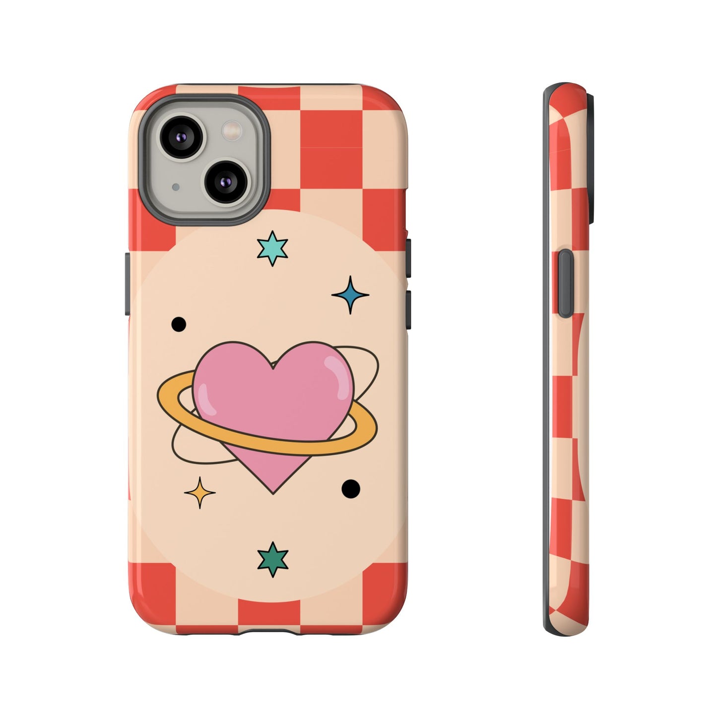 Retro Heart Tile Phone Case – Vintage Aesthetic Cover for iPhone, Samsung & Google Pixel