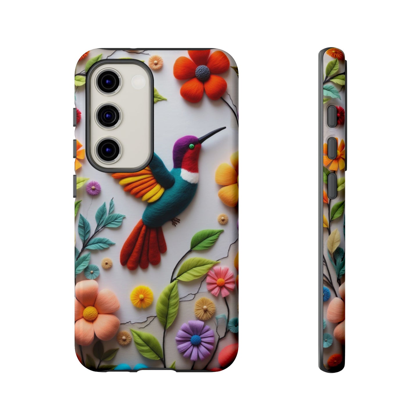 Embroidered Hummingbird with Floral Design | Nature's Elegant Stitch | iPhone 16 Pro
